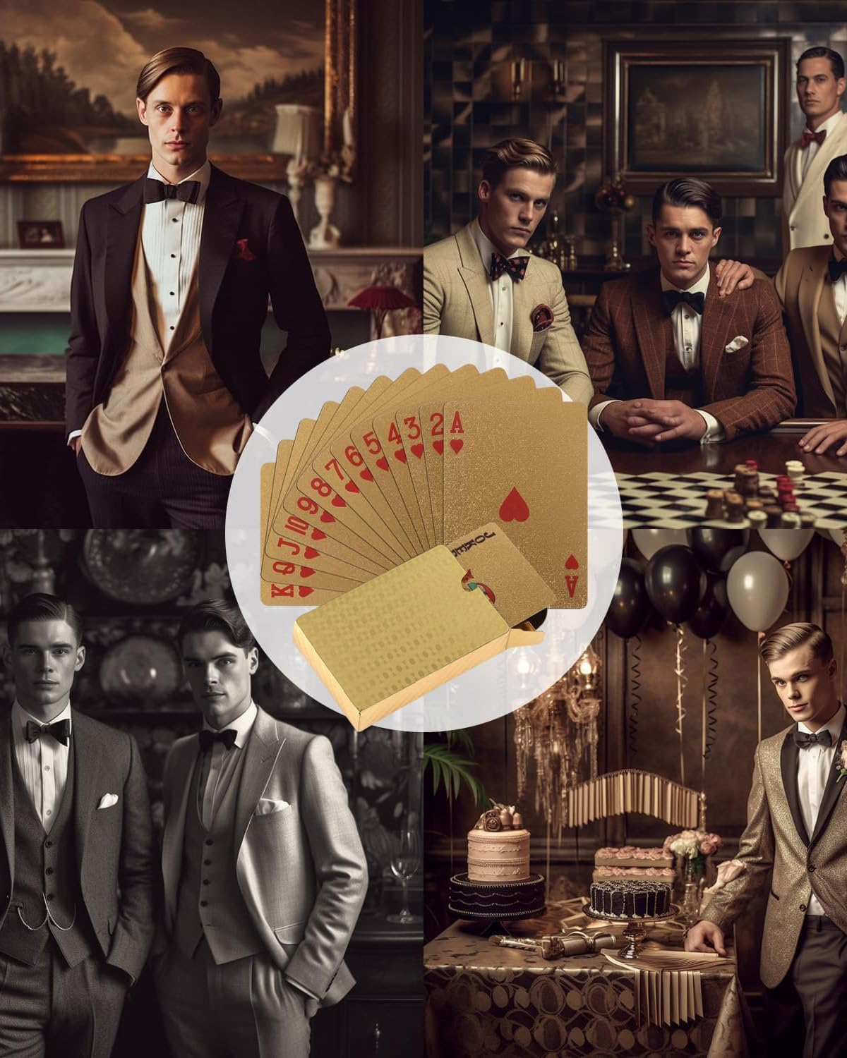 TISSNANY Luxury Playing Cards - Premium PET Material, Waterproof & Scratch-Resistant, Gold-Textured Deck for Poker/Gift/Camping (52+2 Cards W/Golden Collector'S Box) image number 2