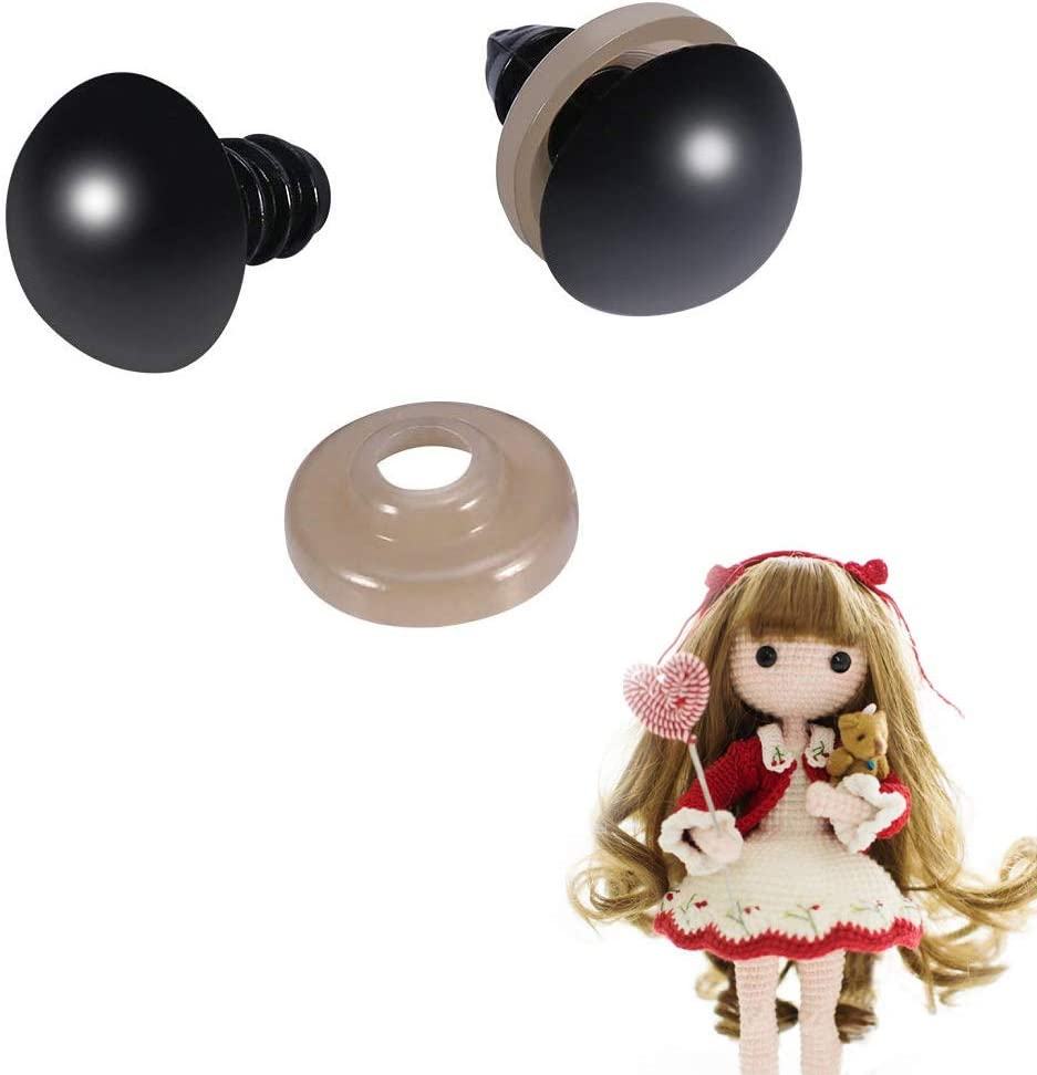 100Pcs Plastic Safety Toy Eyes for Toys Puppet Teddy Bear Doll Animal DIY Crafts 6-12Mm Black with Gasket image number 4