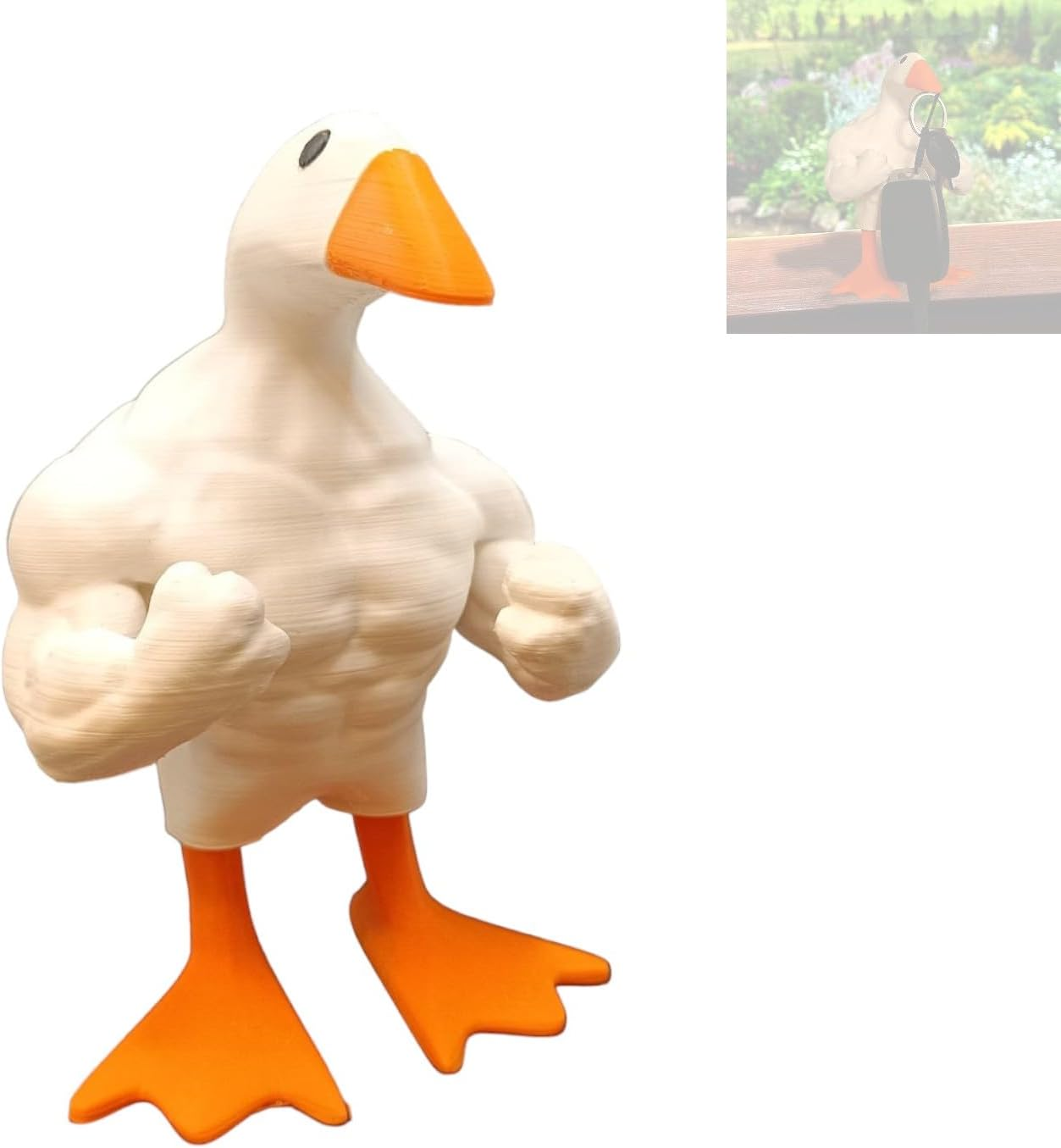 Fun Muscular Buff Duck Statue Ornament Cute Funny Muscle Goose Duck Sculptures Magnetic Key Holder Tool Organizer Holder Figurine Ornaments for Home Living Room Bedroom Housewarming Ideas Gift (1PCS)