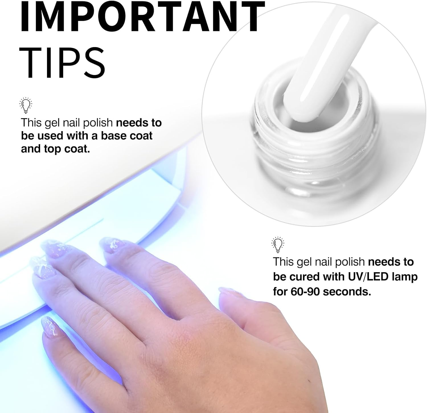 CANNI White Gel Polish &ndash; 1 Pc Pure White, High Gloss UV/LED Soak-Off Gel Nail Polish for French Manicure, DIY & Salon Quality for Grils & Women image number 1