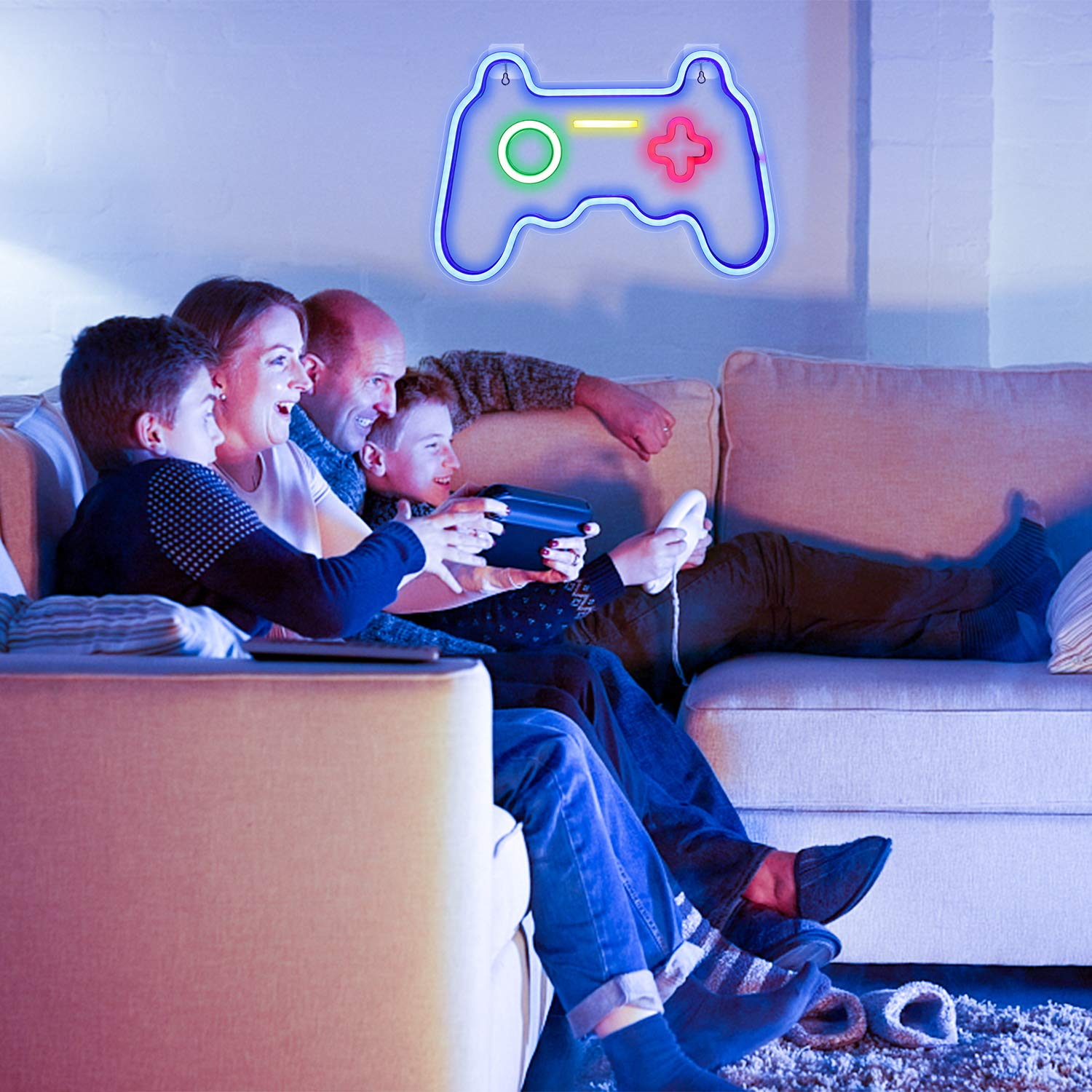 Ineonlife Game Shaped LED Neon Sign for Wall Decor - 16''X 11'' Gamepad Light for Bedroom, Children Gaming Zone, Party