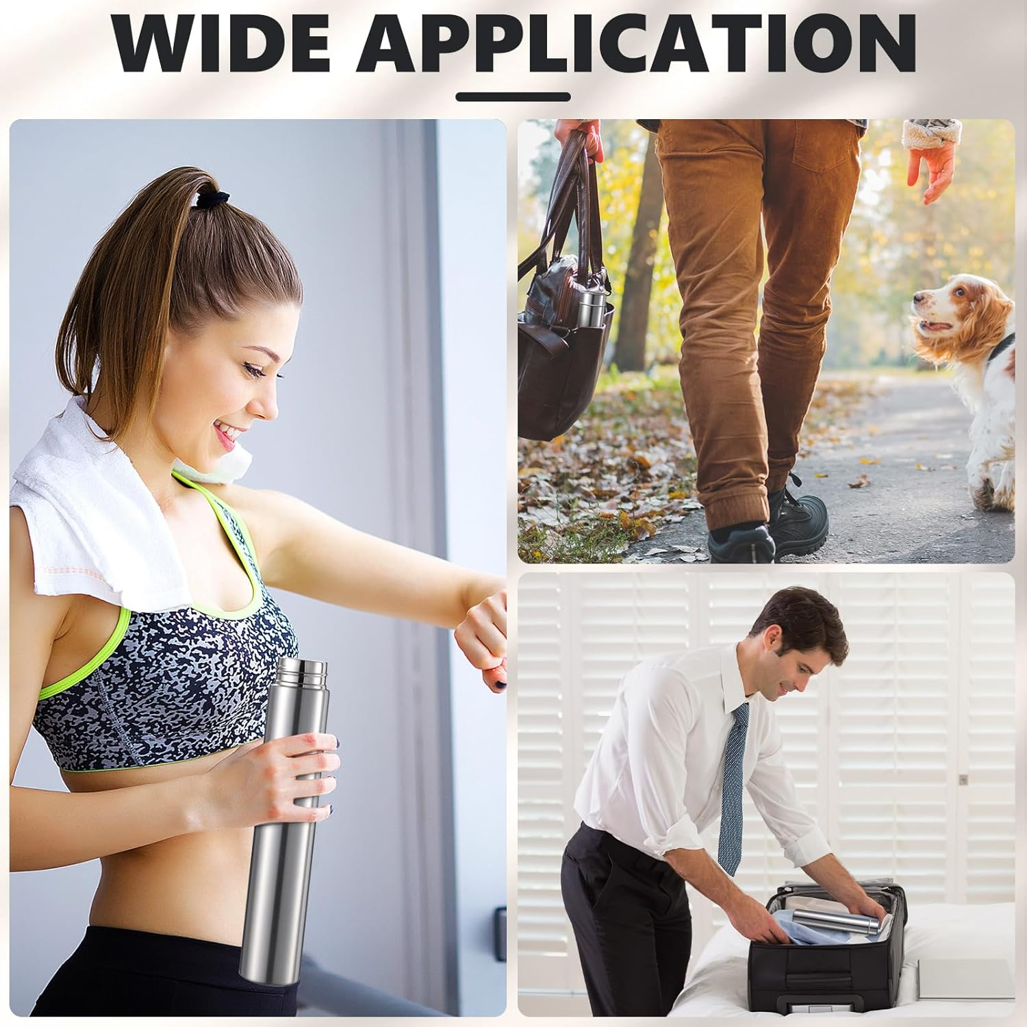 Vesici Slim Water Bottle 8.8 Oz Small Stainless Steel Purse Compact Insulated Water Bottles Camping Travel Backpack Pocket Flask for Car Cold Coffee Tea(Silver,2 Pack) - Silver image number 7