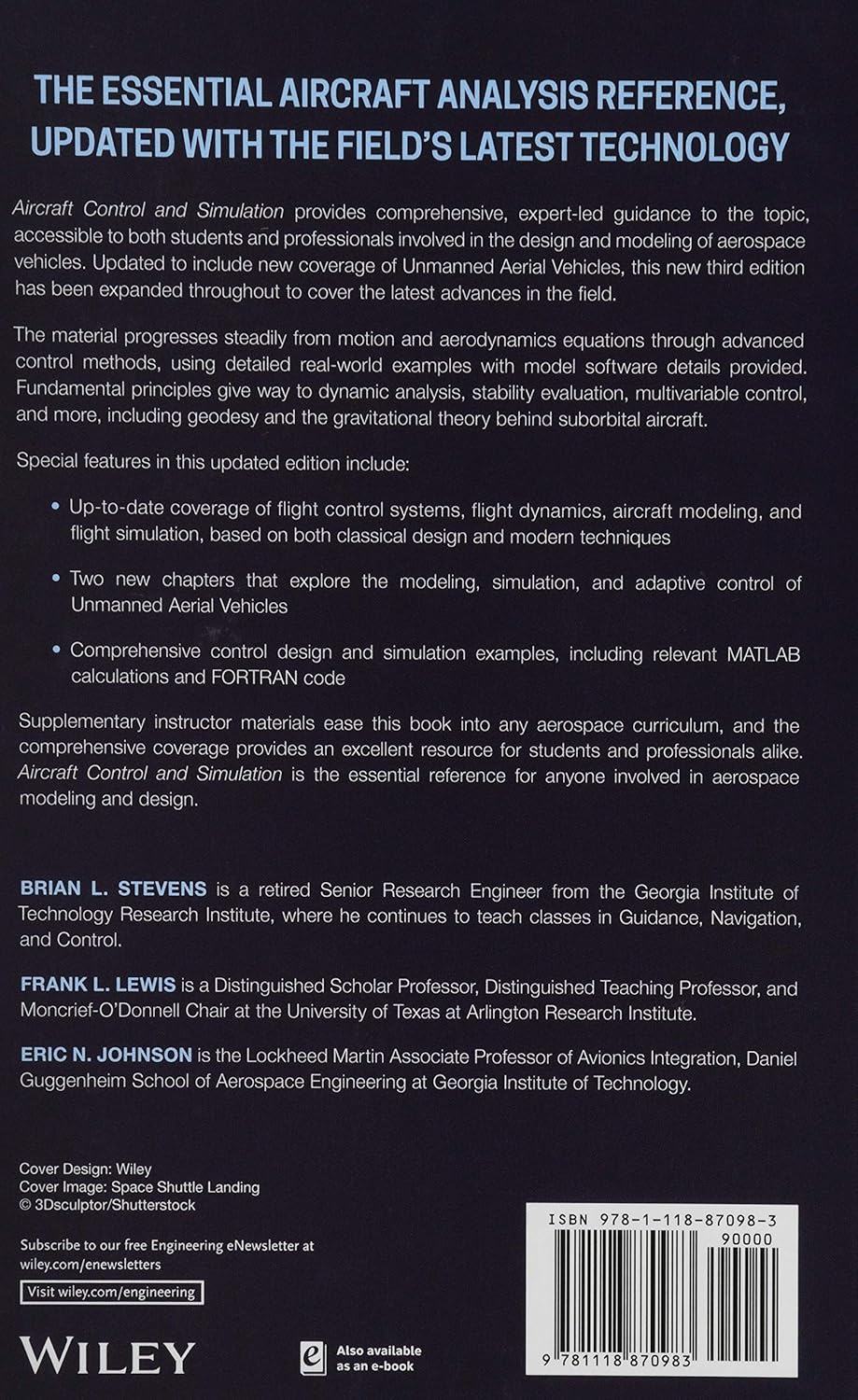 Aircraft Control and Simulation: Dynamics, Controls Design, and Autonomous Systems