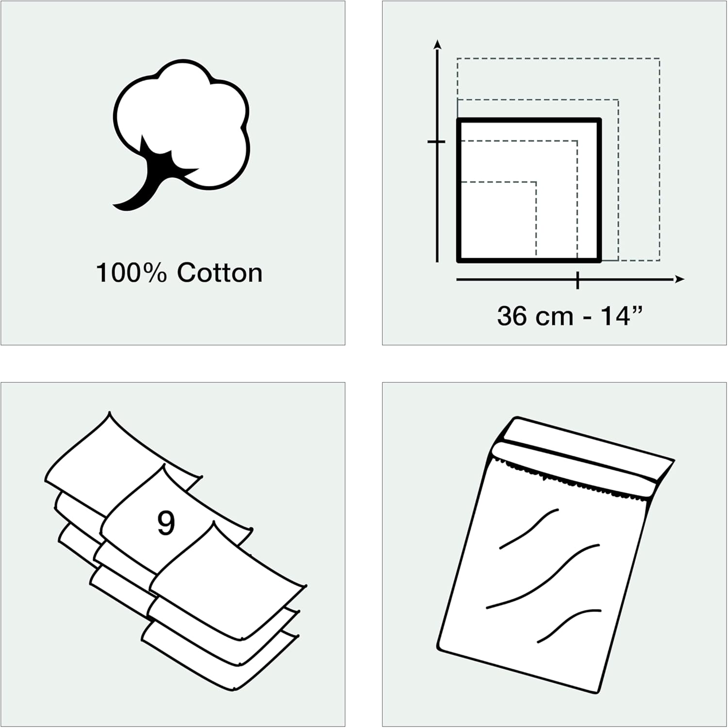 Merrysquare 9 Handkerchiefs for Men - 100% Cotton - White and Grey - 36 X 36 Cm - Model Lukas, 36 X 36 Cm image number 1