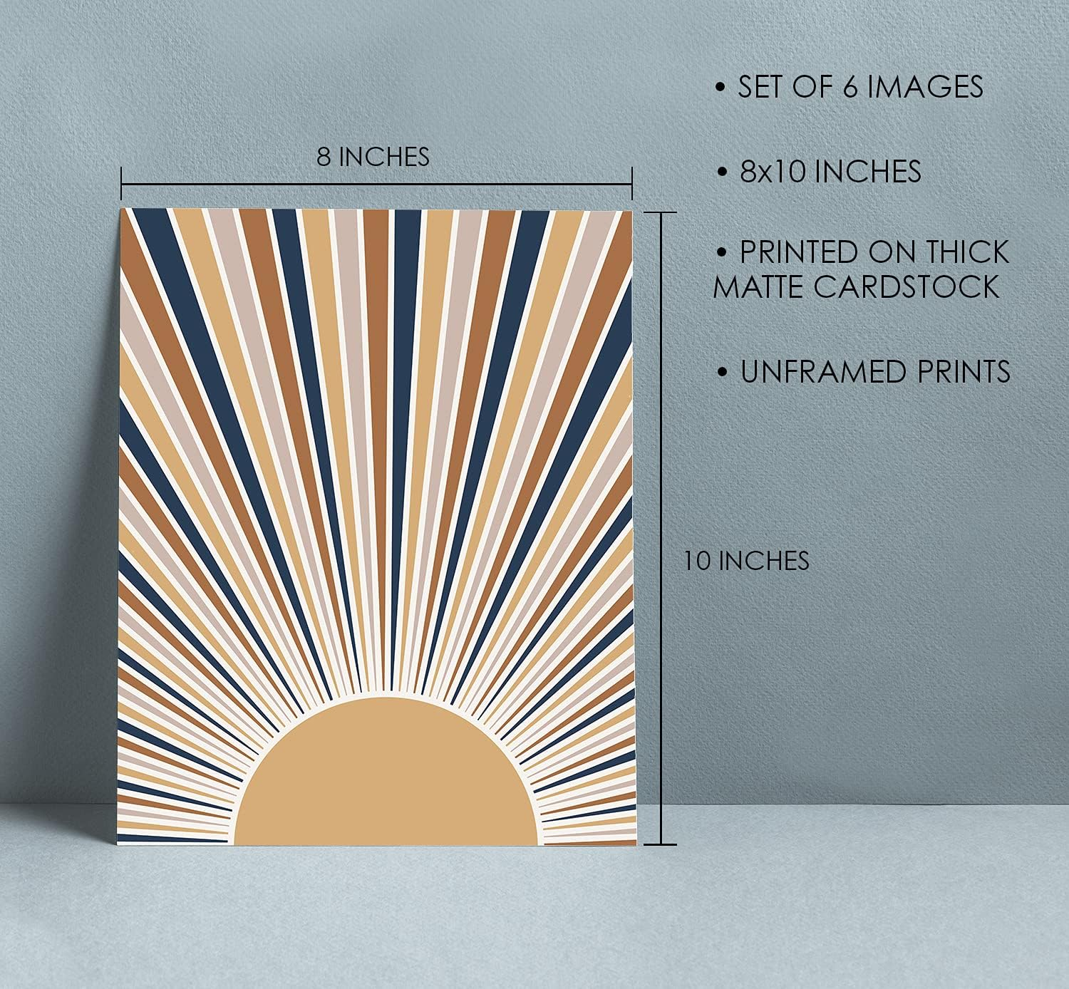 Boho Wall Art Prints Room Decor 8X10 Set of 6 Boho Posters, Mid Century Modern Prints for Wall Art, Sun Moon Desert Bedroom Decor image number 4