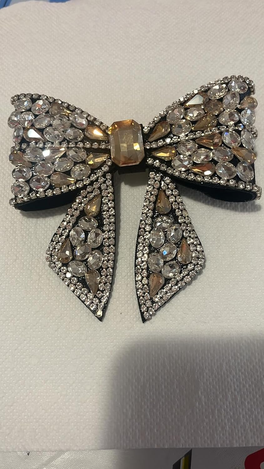 NTY Collections Rhinestone Bow Hair Clips &ndash; Sparkly French Design Barrettes, Crystal Bow-Knot Hair Accessories for Women & Girls, Party, Halloween, and Special Occasion Hairstyles -Pack of 1, Black image number 3