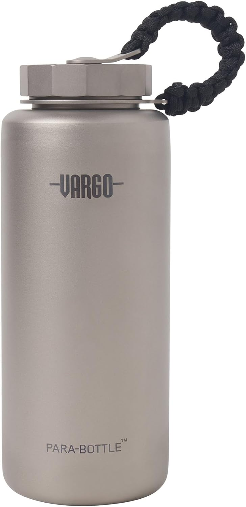 Vargo Titanium Para-Bottle | 1 Liter (34 Oz.) Ultralight Titanium Water Bottle with 7 Feet of Replaceable 550 Paracord - 100% Biocompatible for Fresh Tasting Water &ndash; Model T-452 image number 2