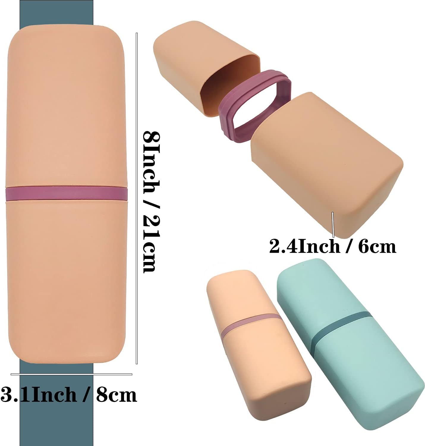 Sietdeseo Travel Toothbrushes Case Toothpaste Storage Box Cup Toothbrushes Travel Case for Trips and Daily Business Home Camping School Supplies 2 Packs - Light Blue Pink image number 4