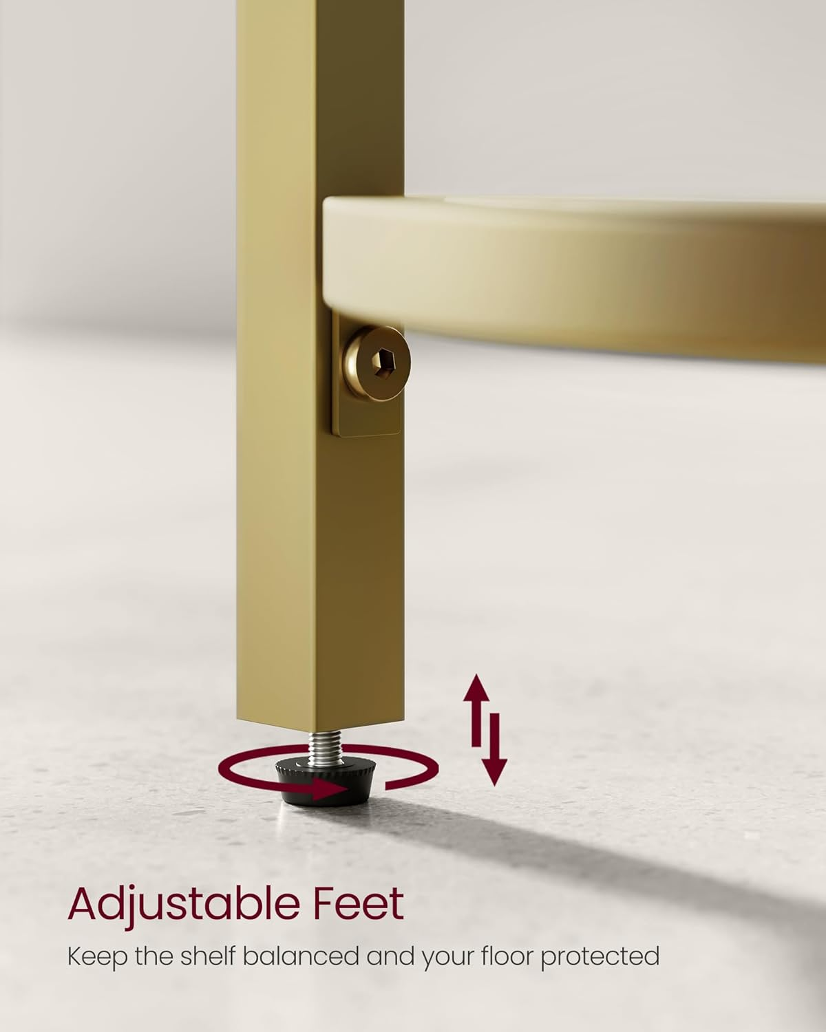 VASAGLE 5 Tier Corner Ladder Bookshelf Tempered Glass Modern Style Golden Color - Classic Black image number 7