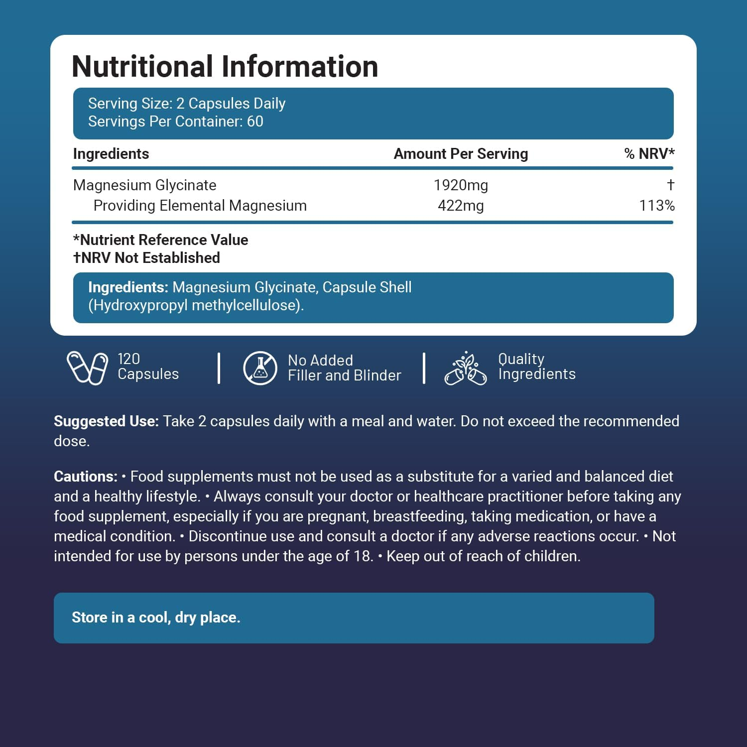 Magnesium Glycinate Supplements 1920Mg - 120 Vegan Capsules | Providing 422Mg Elemental Magnesium (Bisglycinate) | Pure with No Added Artificial Fillers or Binders | Premium Quality by Nutrabright image number 5