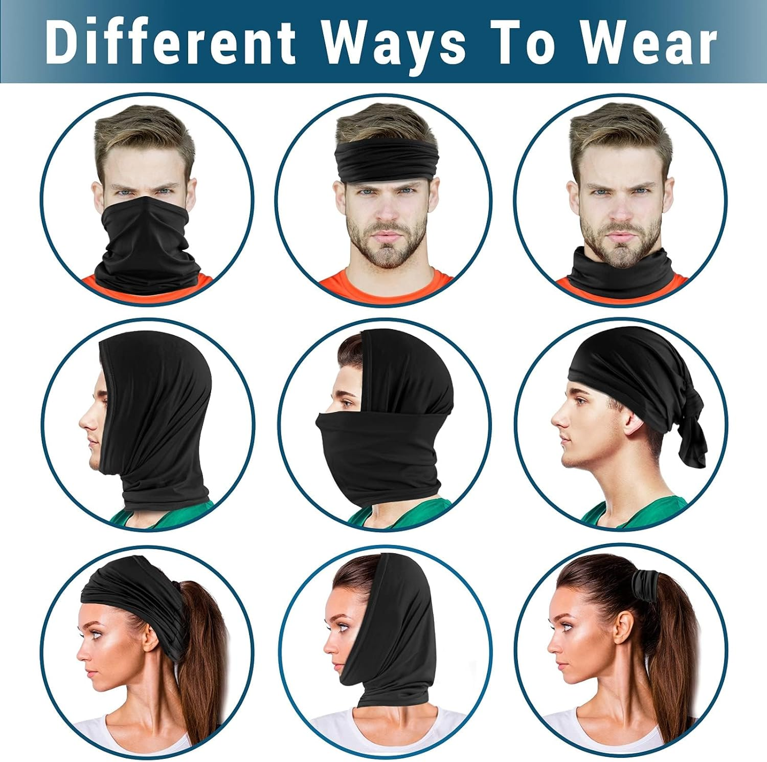 6Pcs Neck Gaiter Balaclava Gator Face Mask, UV Face Shield,Breathable Face Bandanas Neck Cover for Men Women image number 4