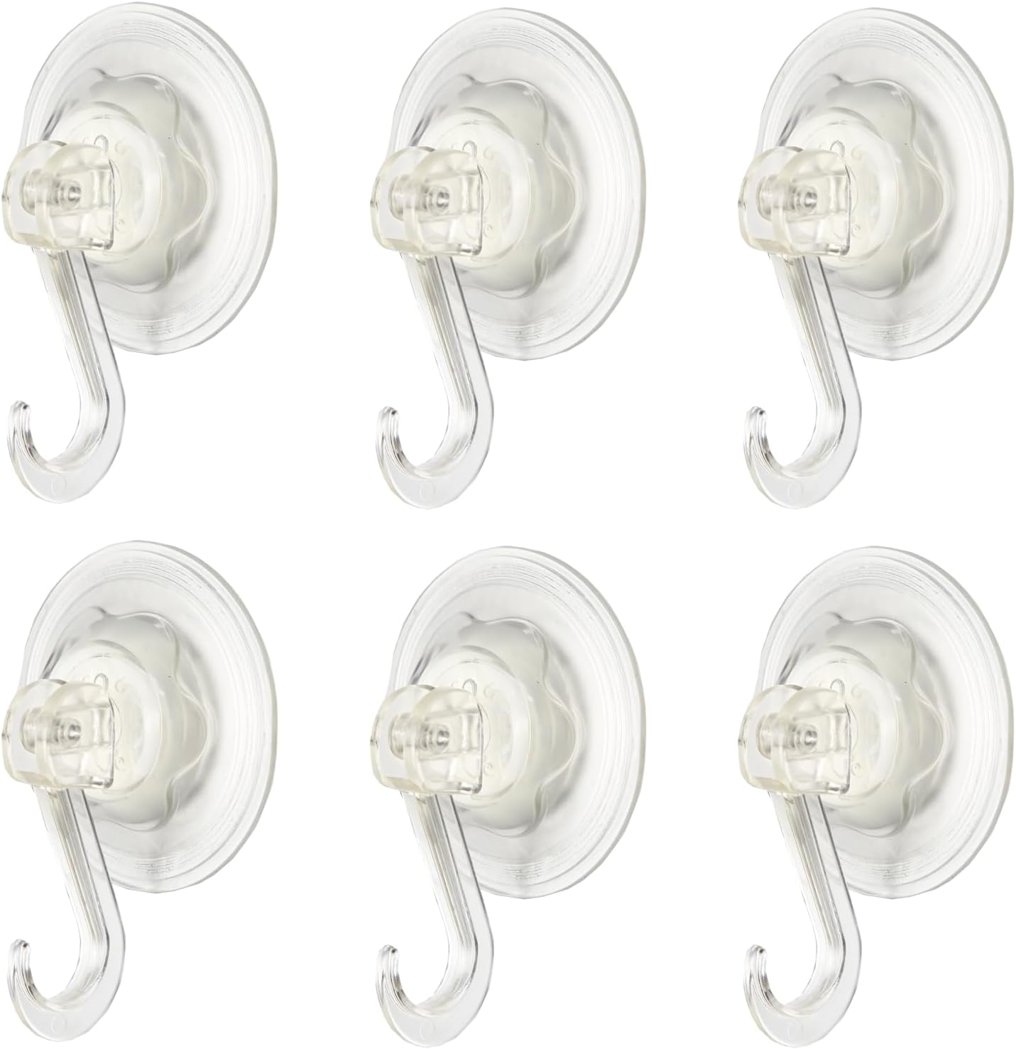 6Pack Suction Cup Hooks, Reusable Powerful Waterproof Shower Hooks, Heavy Duty Vacuum Suction Hanger, Towel Hanger, Strong Vacuum Shower Cup Hooks for Bathroom,Shower Wall,Tile,Glass image number 1