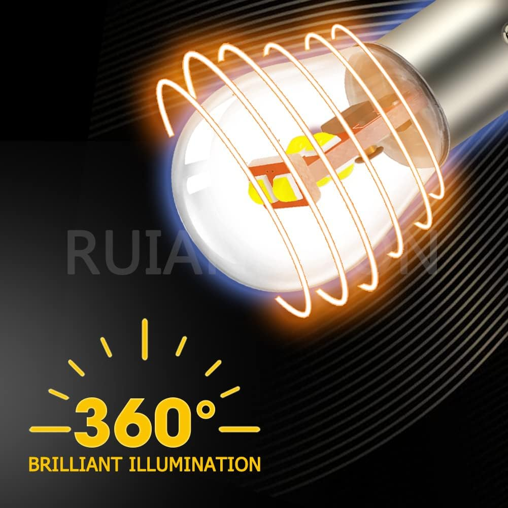 Ruiandsion 2Pcs 1157 LED Bulb,Upgrade 12V White BAY15D 2057 2357 7528 Bulb Replacement for Backup Reverse Brake Tail Lights,Non-Polarity