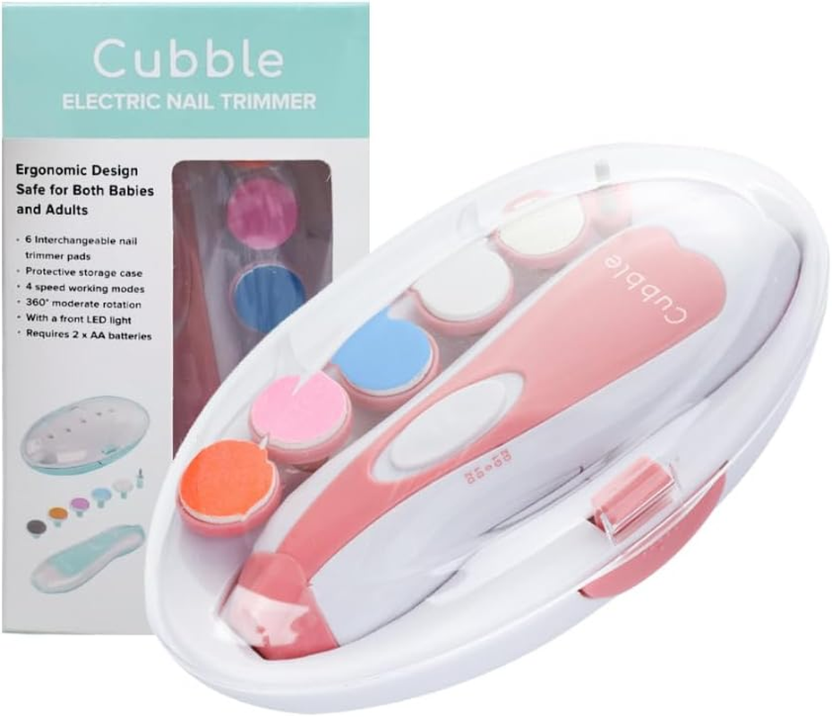 Safe and Quiet Electric Newborn and Toddler Nail Trimmer with LED Lights, 6 X Nail Trimmer Pads and 4 Speed Modes, AA Battery Operated (Blue)