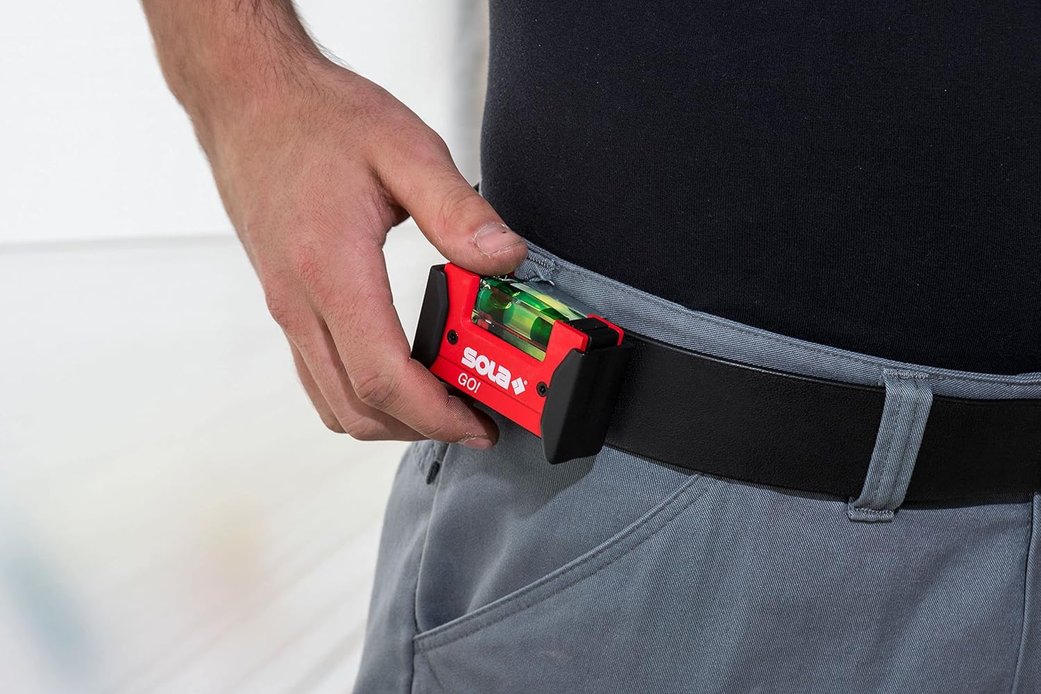 Sola GO! CLIP Mini Spirit Level Made of Glass Fibre Reinforced Plastic - Sola Small Spirit Level for Electricians - Small Pocket Spirit Level with Belt Clip