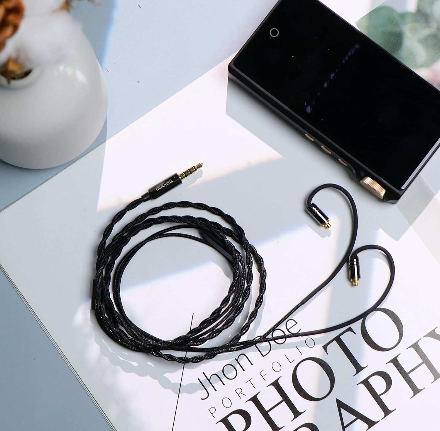 Linsoul Tripowin Zombur 4N High Purity OFC Oxygen Free Cable Hifi IEM Cable with Microphone, Cotton Yarn Outer Layer for Audiophile Replacement Cable (With Mic, 3.5, MMCX) image number 2