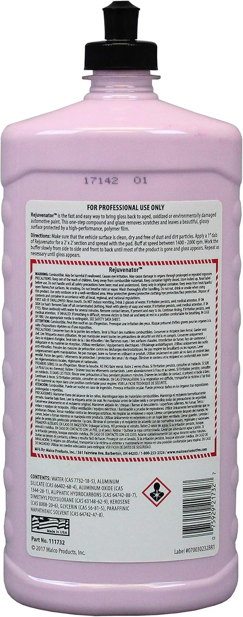 Malco Rejuvenator One Step Automotive Paint Restoration, Car Clear Coat Scratch and Swirl Remover, 32 Fl Oz (111732) image number 2