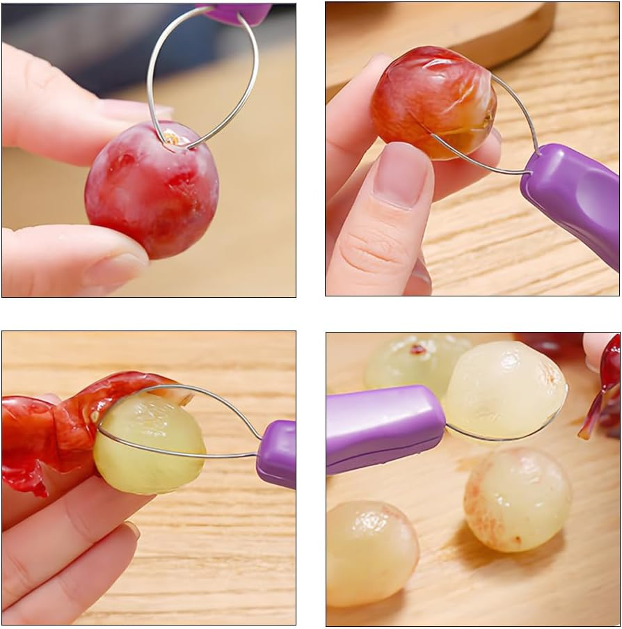 Multi-Function Fruit Kits Purple Grape Peeler Remover Portable Stainless Steel Grape Peeler Mini Kitchen Gadget Peeling Tool Fruit Accessory image number 4