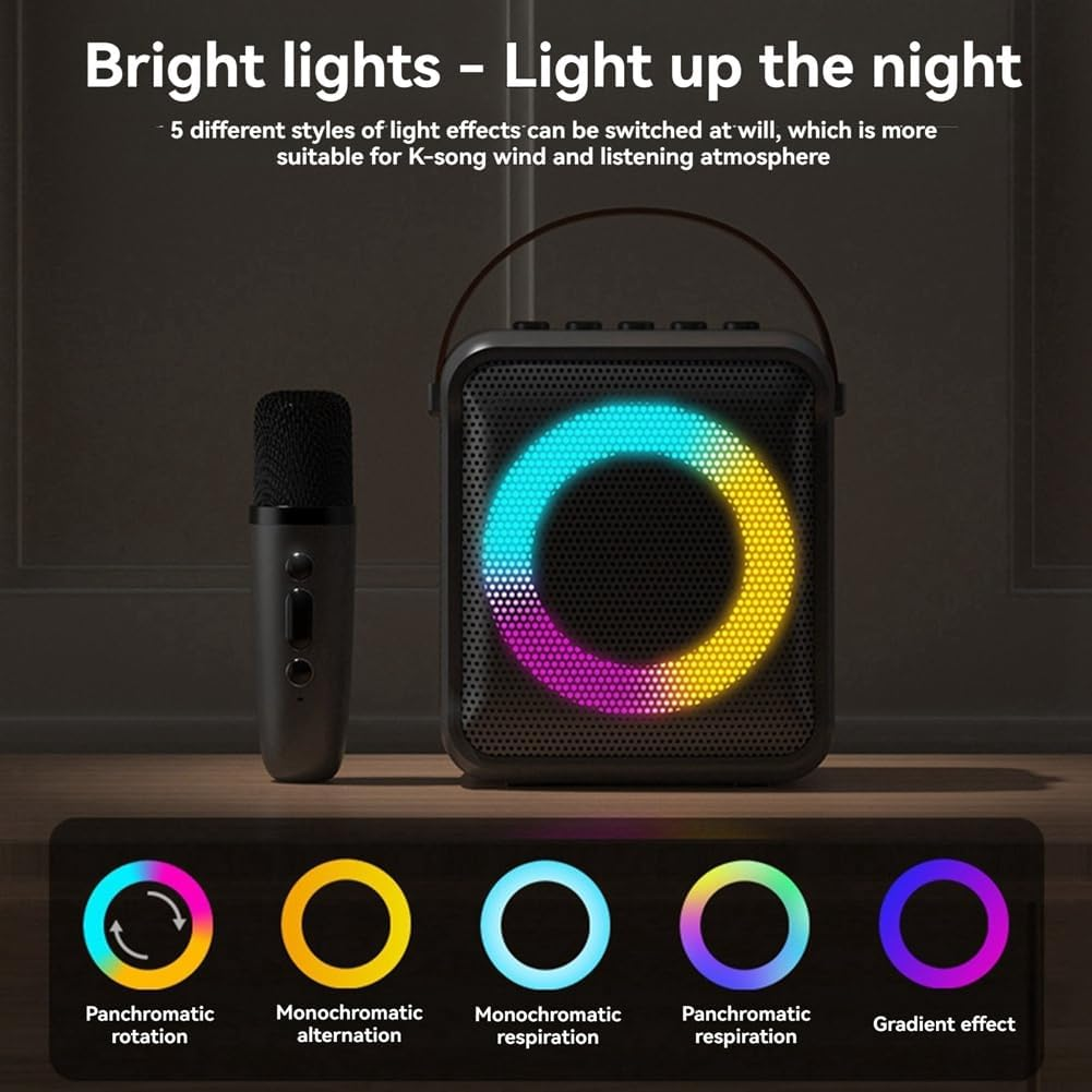 Multifunctional Bluetooth Audio Portable Microphone Colorful Led Atmosphere Lamp Home Karaoke Speaker 1 Microphones image number 2