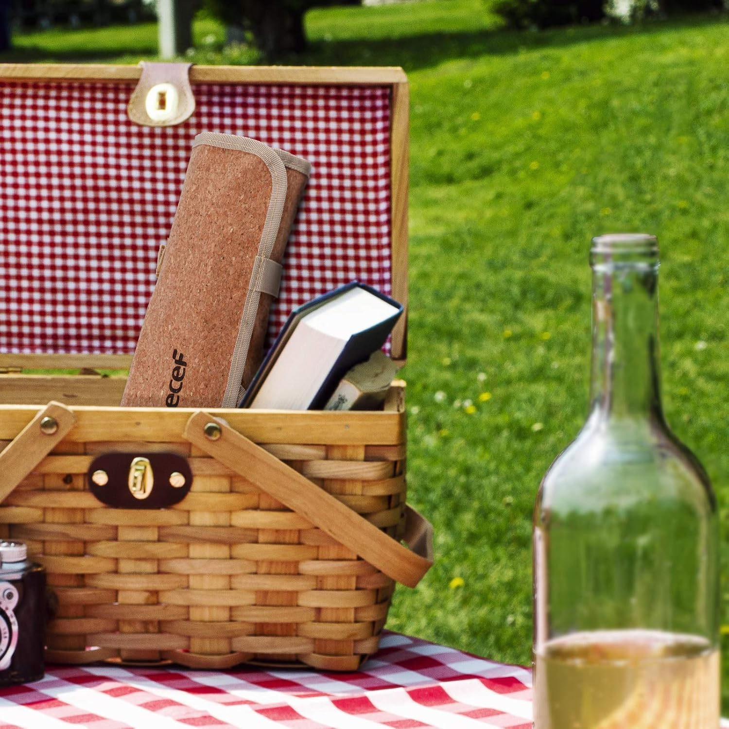 Hecef Vintage Style Kitchen Knife Sets,Scratch Resistant Camping Matte Knives with 5 Slots Recycled Oxford Cloth Knife Roll Bag & Covers,Stonewashed High Carbon Stainless Steel Blades & Hollow Handle image number 5