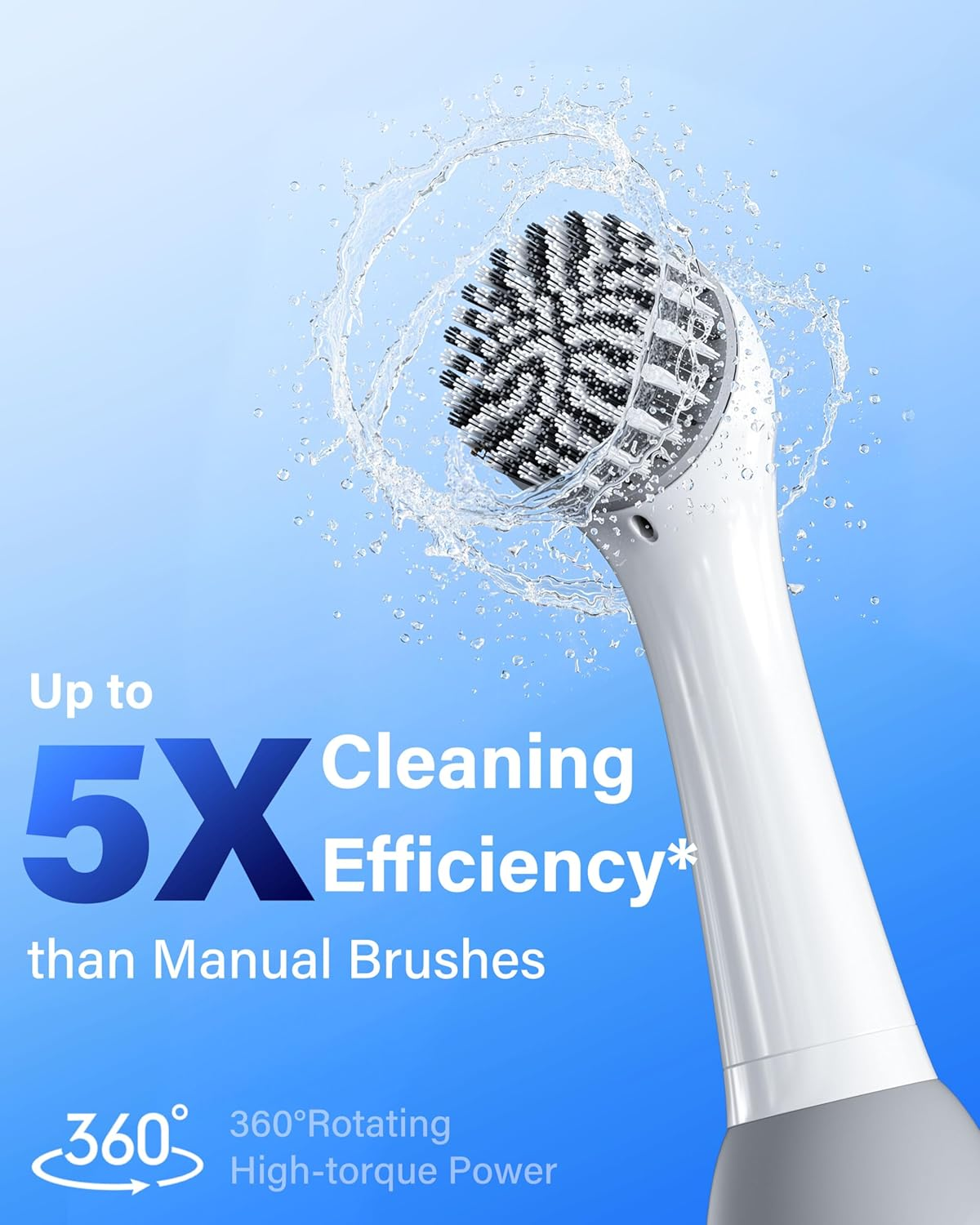 Sashion Sonic Scrubber Kit - Electric Rechargeable Scrub Cleaning Brush, Cordless Spin Scrubbing Cleaner with 5 Interchangeable Heads & IPX7 Waterproof for Home, Kitchen, Bathroom, Shower, Tub, Grout image number 4