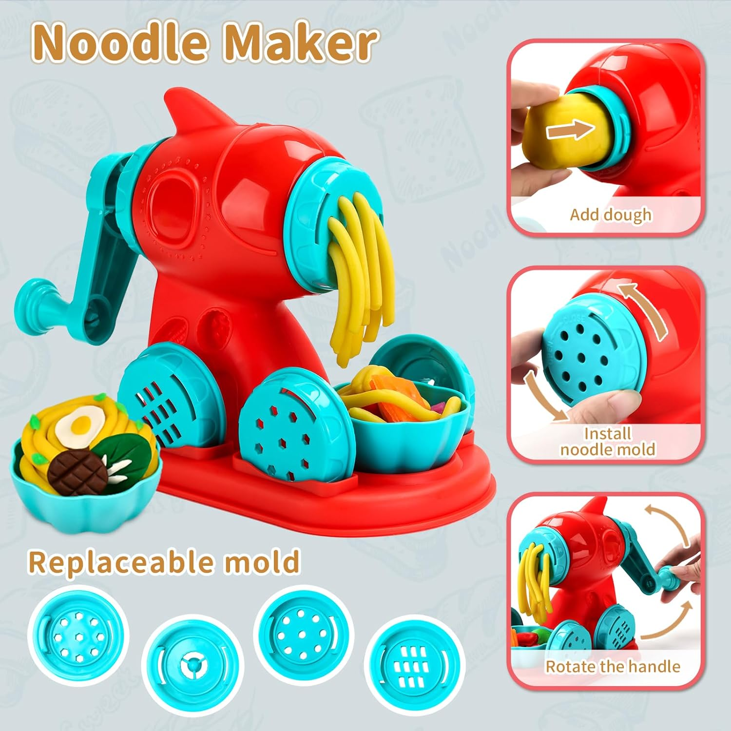 Calfqueen 3 in 1 Playdough Arts & Crafts Supplies Kids Toys, Playdough Kitchen Toys with Clay Tools, Kids Craft Set for 3 4 5 6 Year Old Boys Girls Gifts, Age 8-10 image number 2