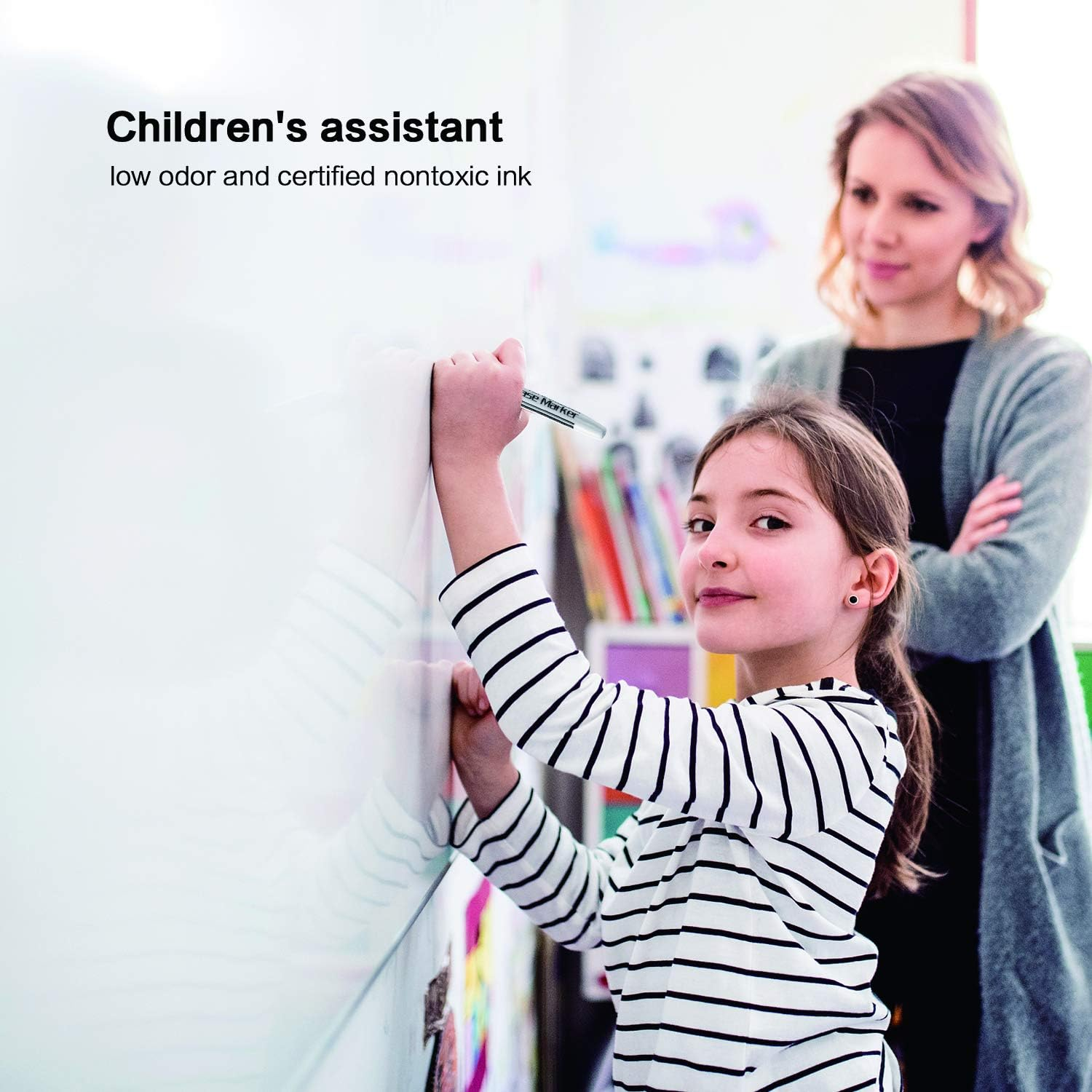 Black Dry Erase Markers Low Odor Fine Whiteboard Markers Thin Box of 30 image number 2