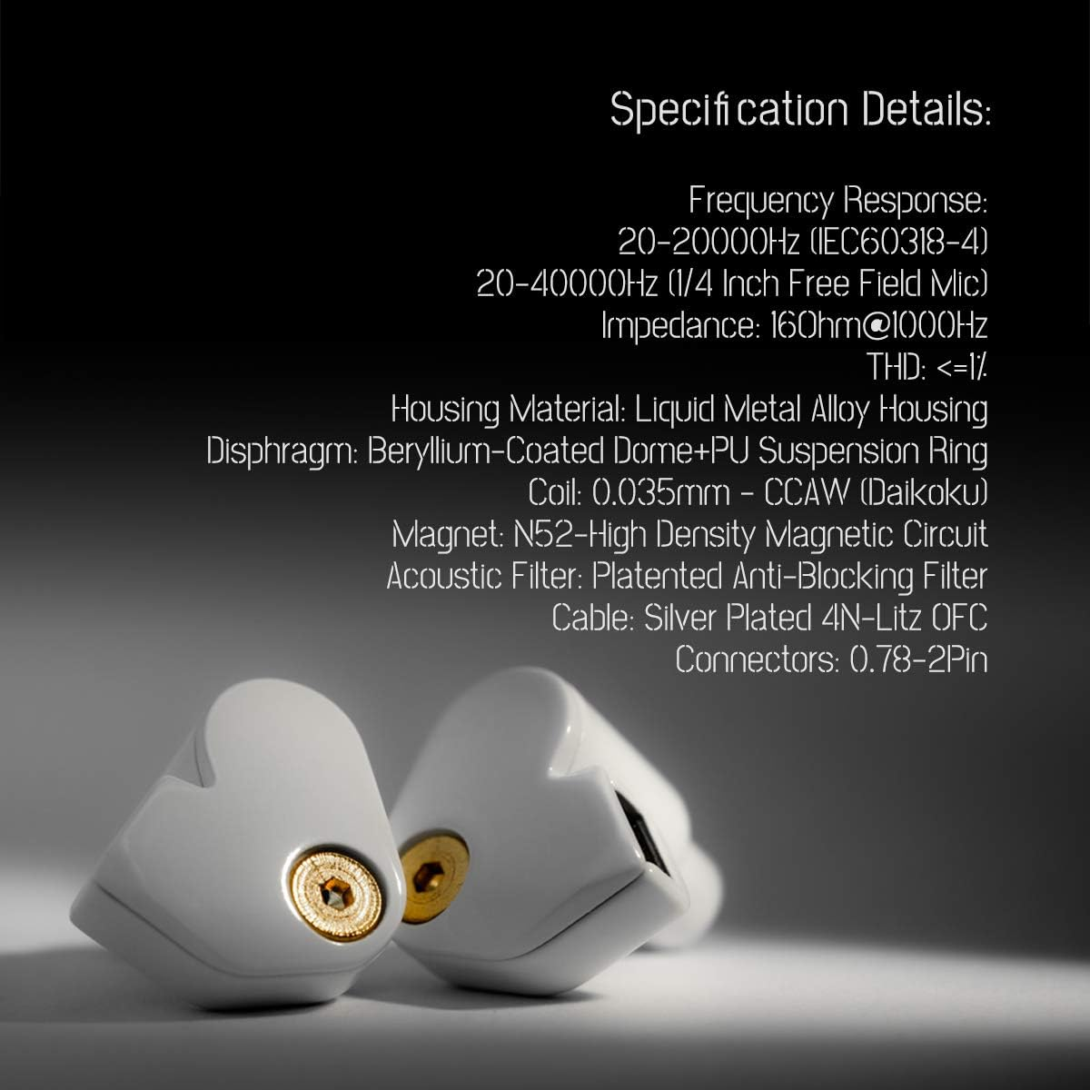 Moondrop SSR Earphone Brllumn-Coated Dome Diaphragm Dynamic Driver In-Ear Earphone White image number 4