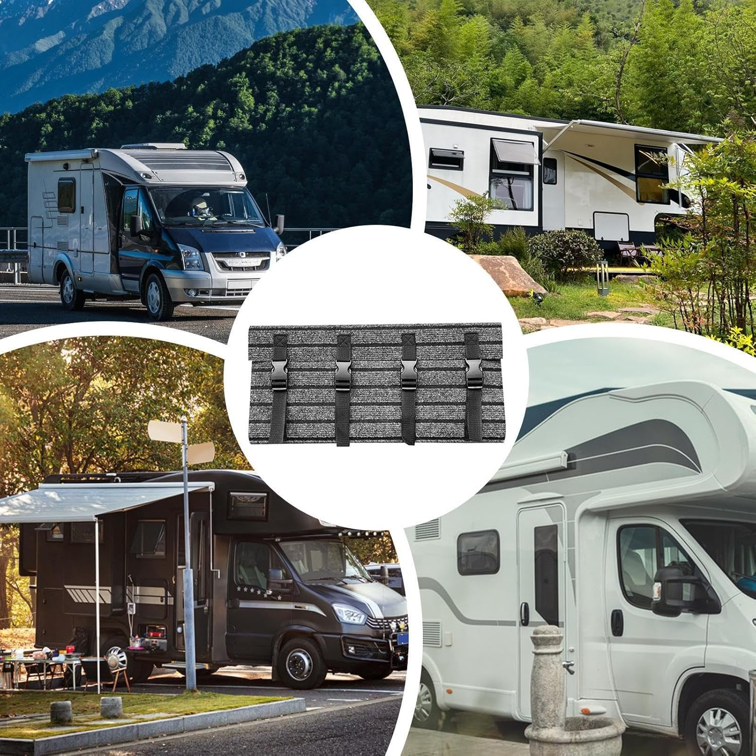 Rv Step Covers, Rv Step Carpet Wrap around 46X46Cm, Flexible Buckle Anti-Slip Double-Layer Backing Design Pad for Motorhome, Trailer, Car, Polyester, Adjustable Fit image number 6