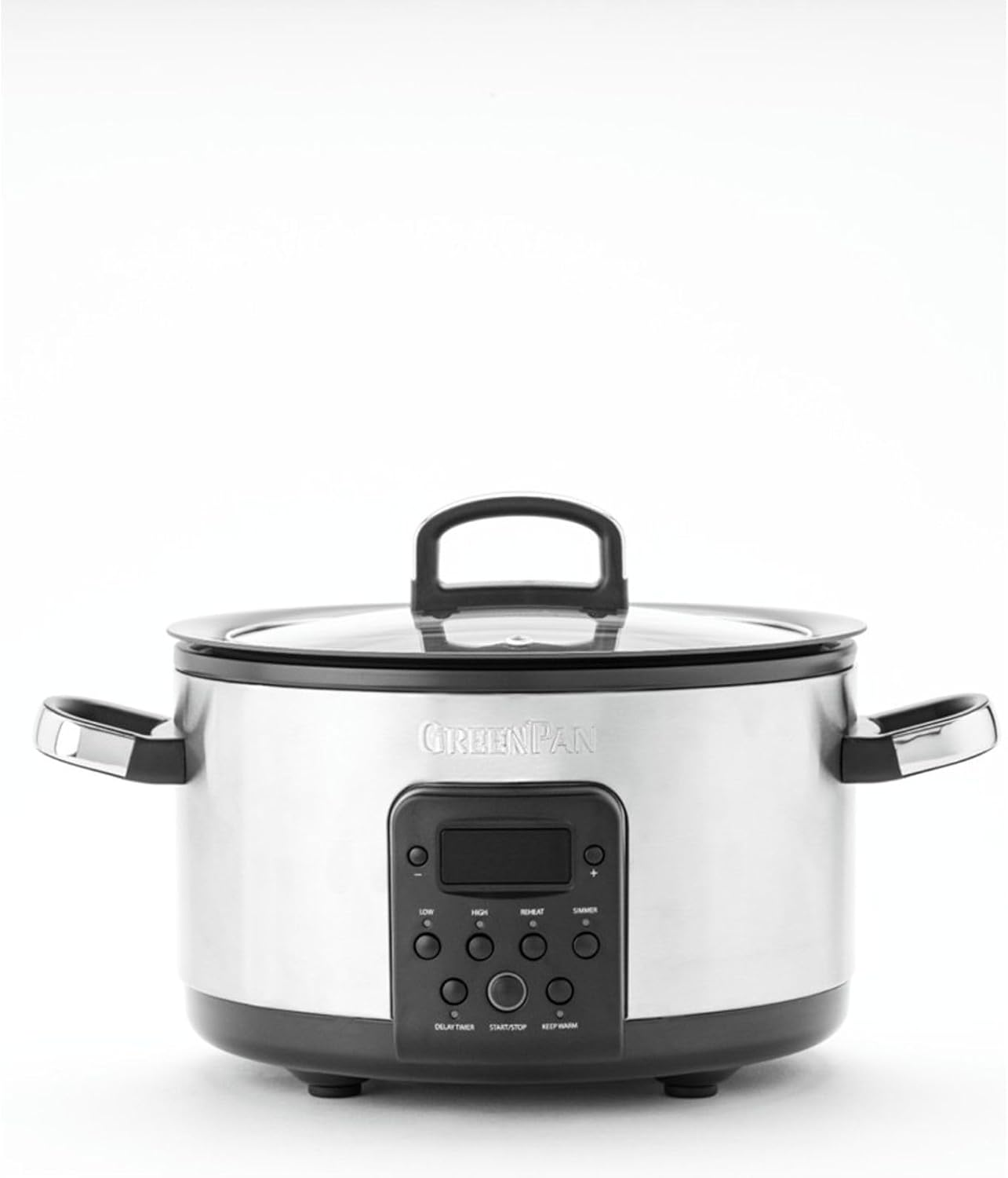 Greenpan Bistro 3.7L Slow Cooker with Glass Lid, Multifunction Presets, Hard Anodized Pfas-Free Removeable Nonstick Crock, Dishwasher Safe, Auto Warm, Delay Timer, Stews, Reheat, Stainless Steel image number 1