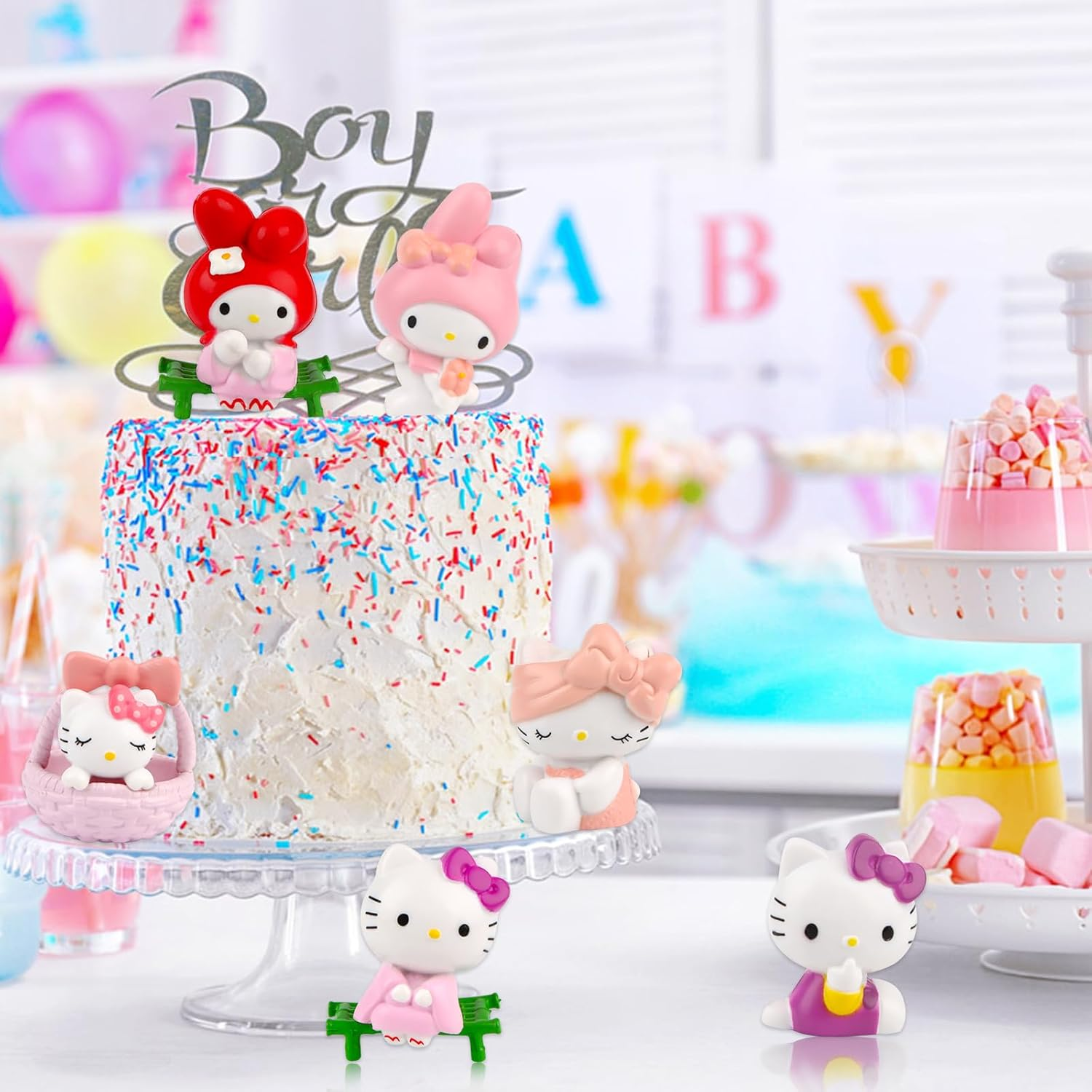 Hello-Kitty Mini Figures, Pack of 6 Hellokitty Cake Decoration, San-Rio Figure Cake Decoration, Cake Topper for Girls Birthday Decoration image number 6