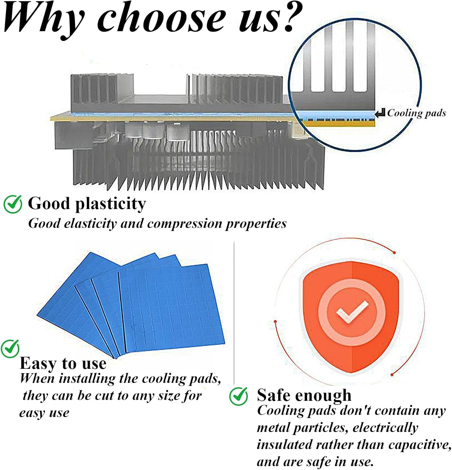 Luojinluoda 4 Pack Thermal Pad Set 100X100X0.5Mm/1Mm/1.5Mm/2Mm Thickness Options, High Temp Resistant Silicone Grease 6.0W/Mk for PC Laptop Heatsink CPU GPU SSD IC LED Cooler image number 3