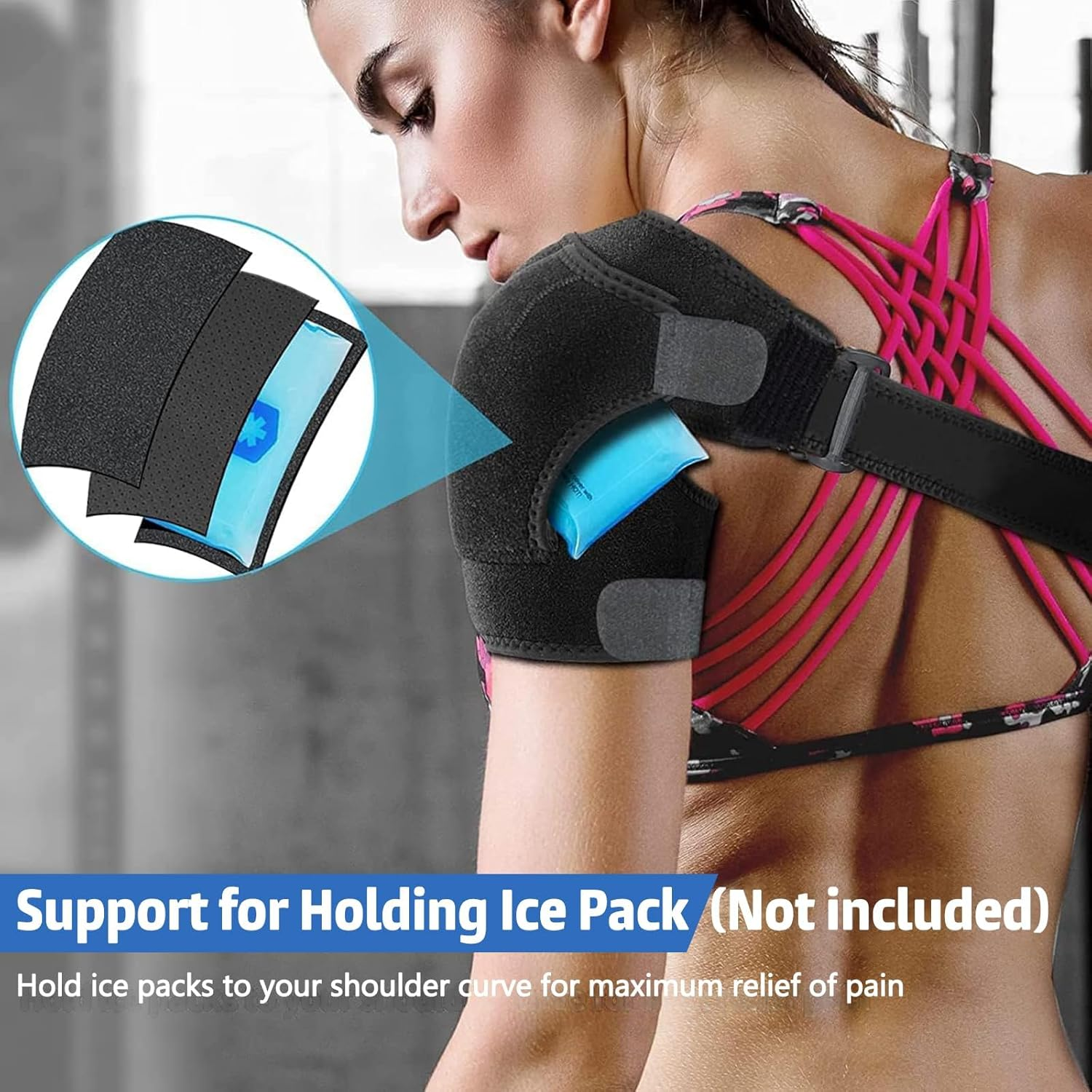 Adjustable Shoulder Support Brace for Men and Women, Shoulder Strap Support for Shoulder Relief Pain, Rotator Cuff Support Fits Left and Right(L-Xl) image number 4