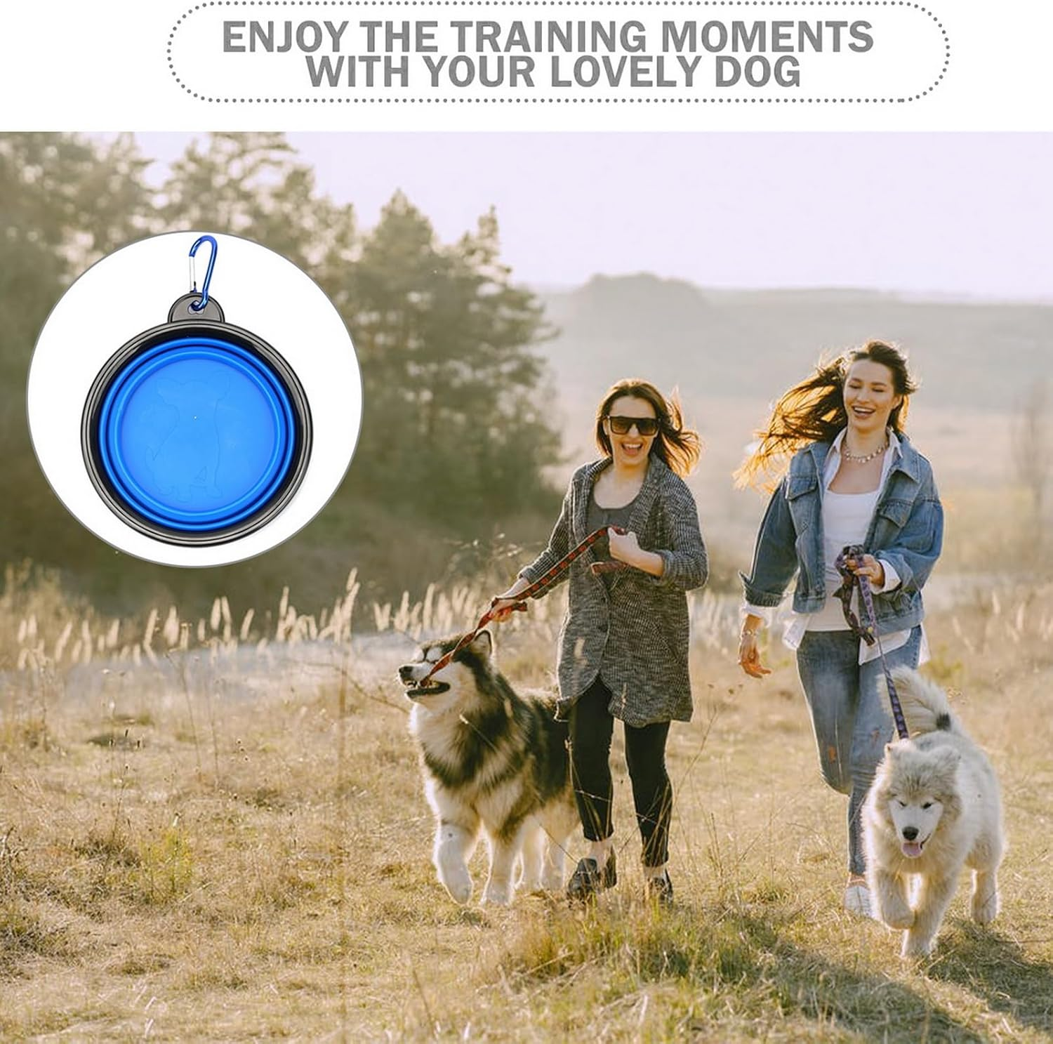 VANANA Pet Training Clicker Puppy Dog Training Snack Bag Built-In Poop Bag Dispenser Zipper Pocket with Adjustable Waist Belt Pouch Hand-Free for Dog Walking Training (Blue) image number 1