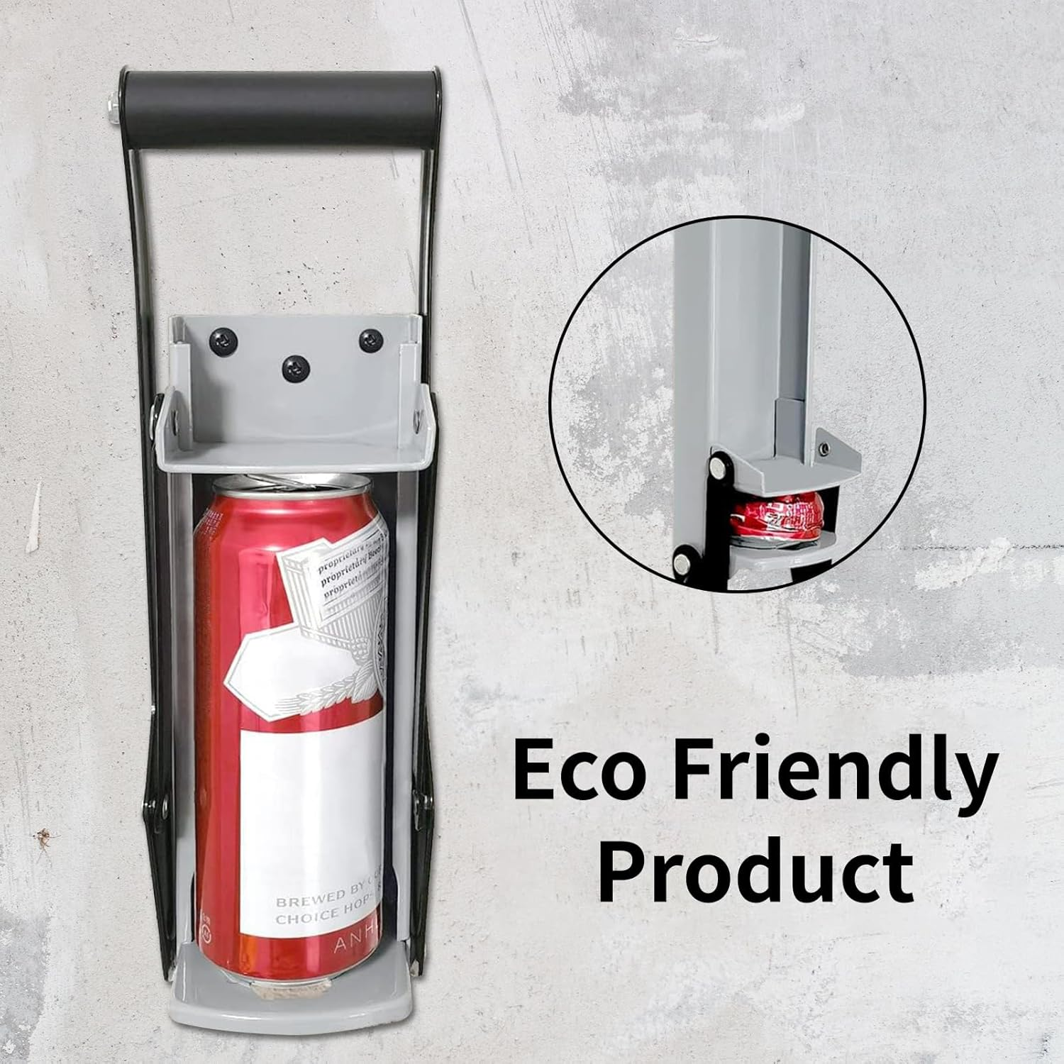 Metal Can Crusher, Can Crusher, Bottle Opener, Aluminum Can Crushers, Heavy Duty Wall Mounted Smasher, Can Opener and Crush Bottle Two in One, Recycling Tool for Aluminium Seltzer, Soda (Gray) image number 2