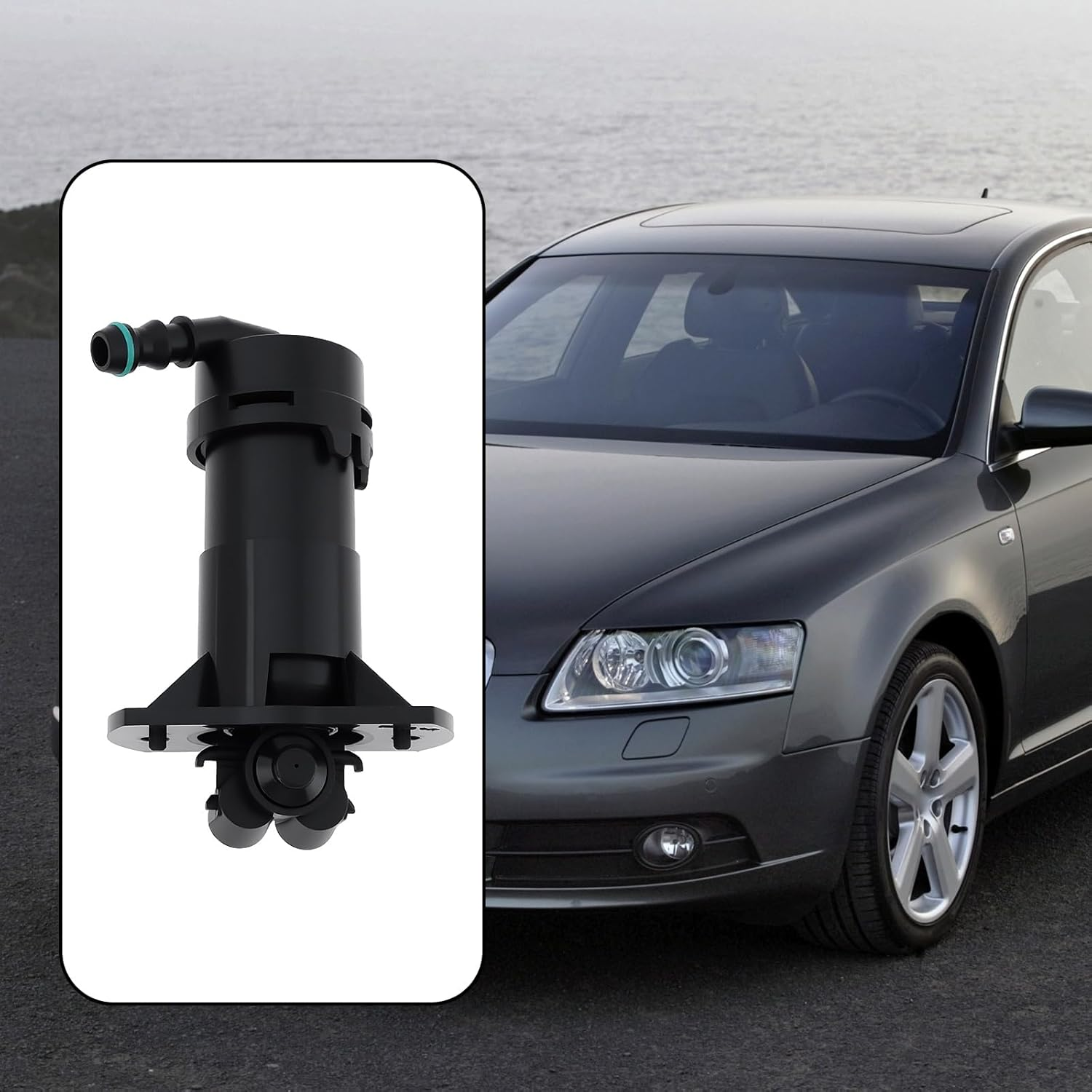 Ecsing Car Left Headlight Washer Nozzle Replacement Part 4F0955101 8P0955101 Compatible with Audi A6L 2006-2008