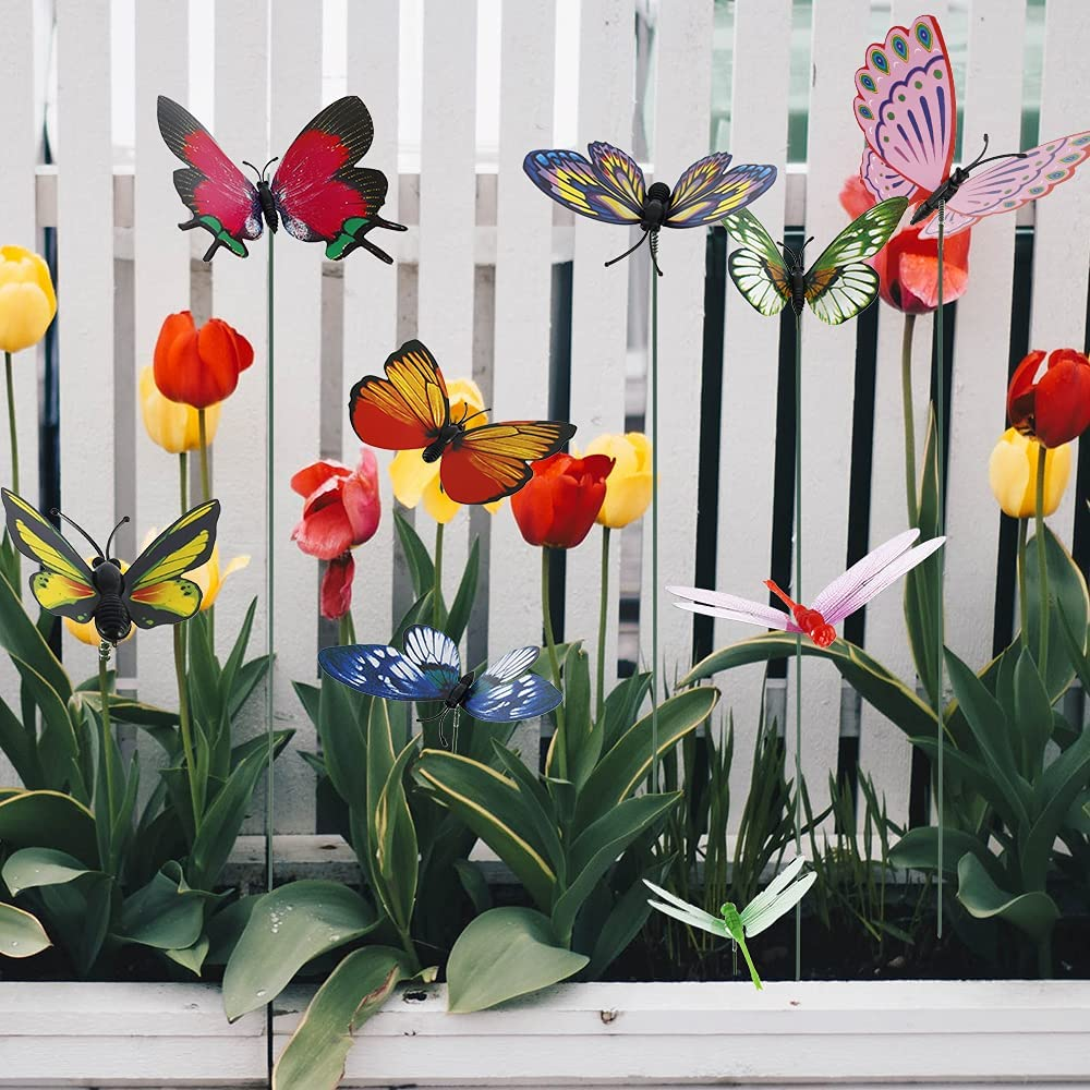 32 Pcs Butterfly Stakes, Garden Butterfly Ornaments - Patio Decor Butterfly Party Supplies Garden Stakes Decorative for Outdoor Yard Christmas Decorations
