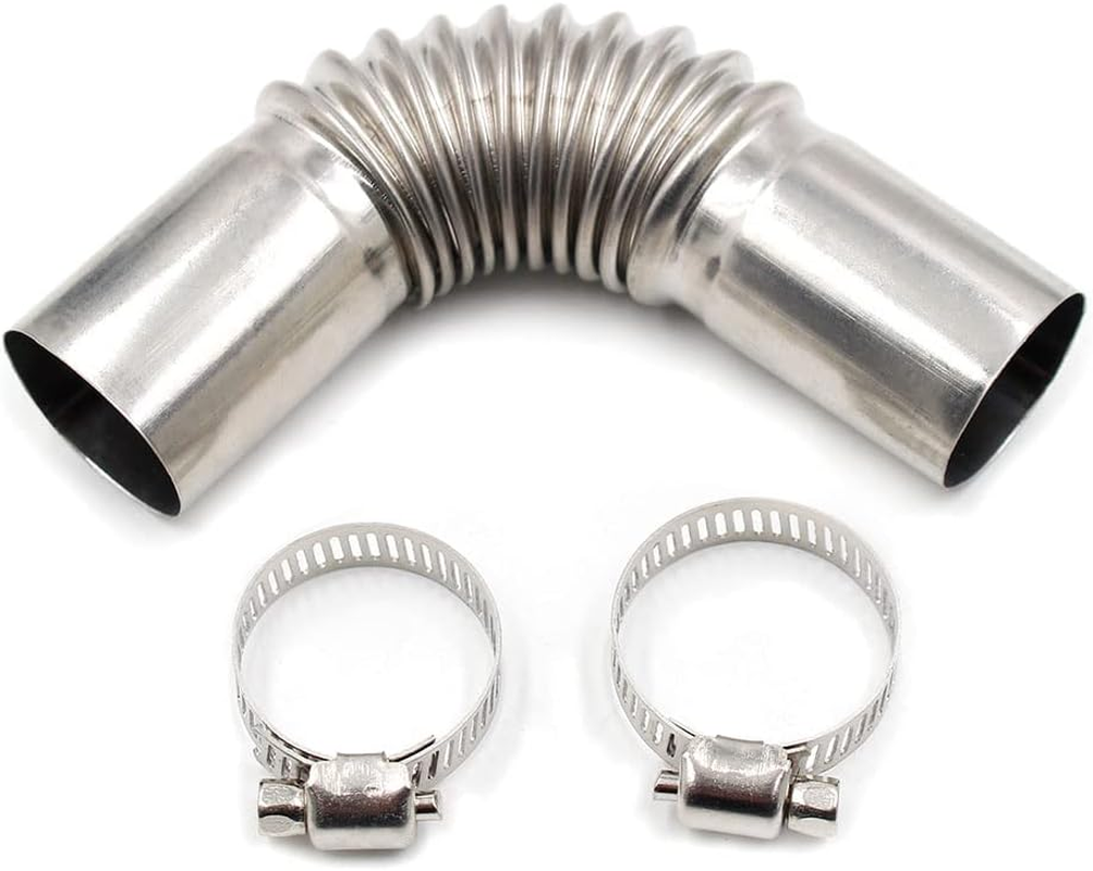 Diesel Heater Exhaust Pipe, Silver Stainless Steel 24Mm Air Diesel Parking Heater Exhaust Pipe Tube Elbow Connector for Webasto Eberspacher Diesel Boat Heater 13Cm Exhaust Pipes and Tips
