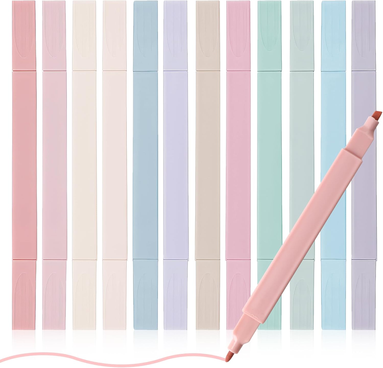 Coastalpure 12-Pack Pastel Highlighters Set - No-Bleed Dual Tip Bible Markers for Journaling, School & Office (12 Colors) - Quick-Dry, Smudge-Proof Aesthetic Pens image number 3