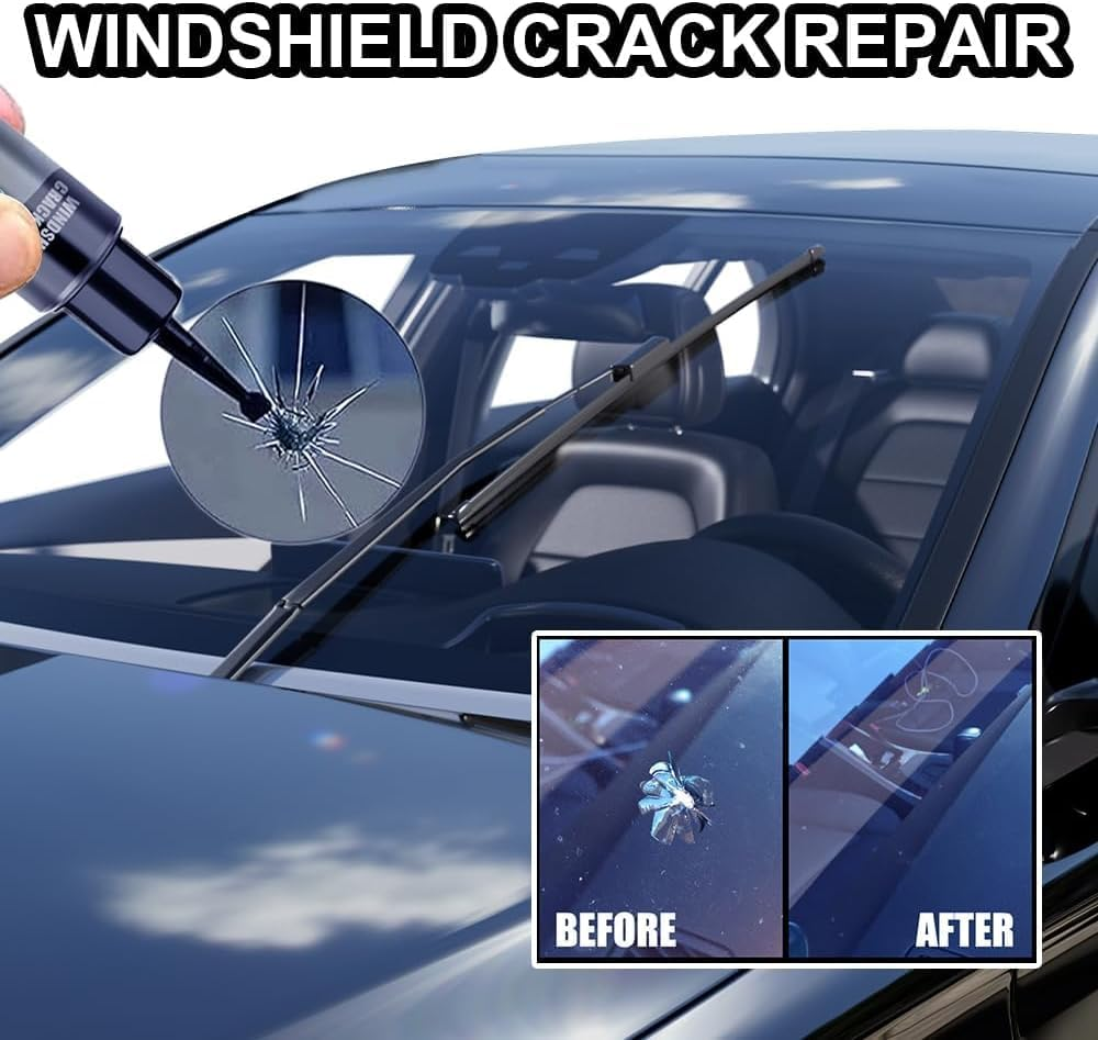 Windshield Crack Repair Fluid Car Window,Nano Glass Repair Fluid, Windshield Repair Kit Automotive Windscreen Tool, Glass Repair Fluid for Fixing Chips and Star Shaped Crack(2 Pack) ﻿