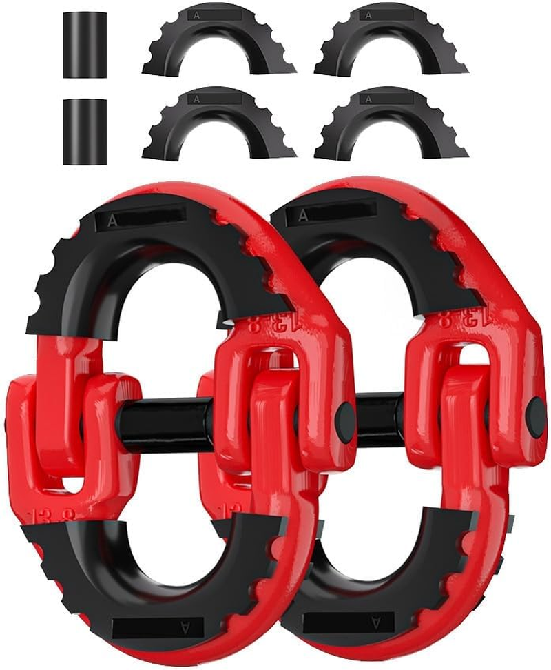 Safety Chain Connector Link, 1/2IN Tow Hitch Hammerlock Coupling Link, 2 Pack G80 Alloy Steel Tow Chain Connector Red image number 5