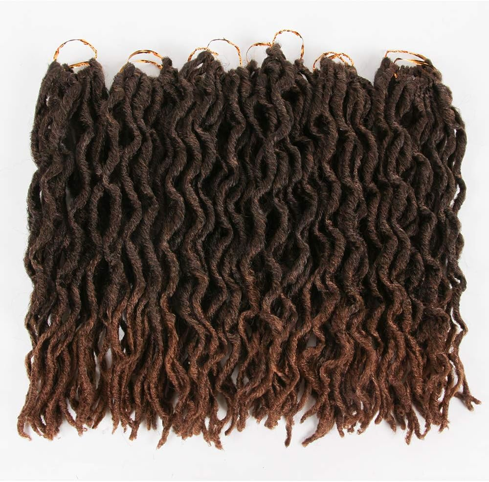 6 Packs Faux Locs Crochet Hair 12 Inch, Nu Locs Crochet Hair, Wavy Crochet Locs Short Locs Crochet Braids Crochet Dreadlocks (20 Roots/Pack) #T1B/30 image number 6