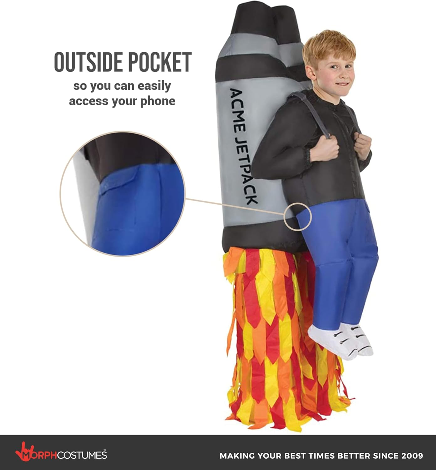 (One Size, Jet Pack) - Morph Costumes - Jet Pack Kids Inflatable Blow up Fancy Dress Costume - One Size image number 4