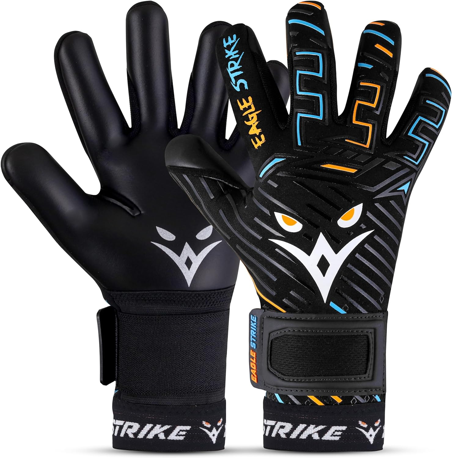 EAGLE STRIKE Goalkeeper Goalie Gloves| Soccer Gloves with Wrist Support | Football Goal Keeper Gloves for Adults, Youth, and Junior for Professional Football Training