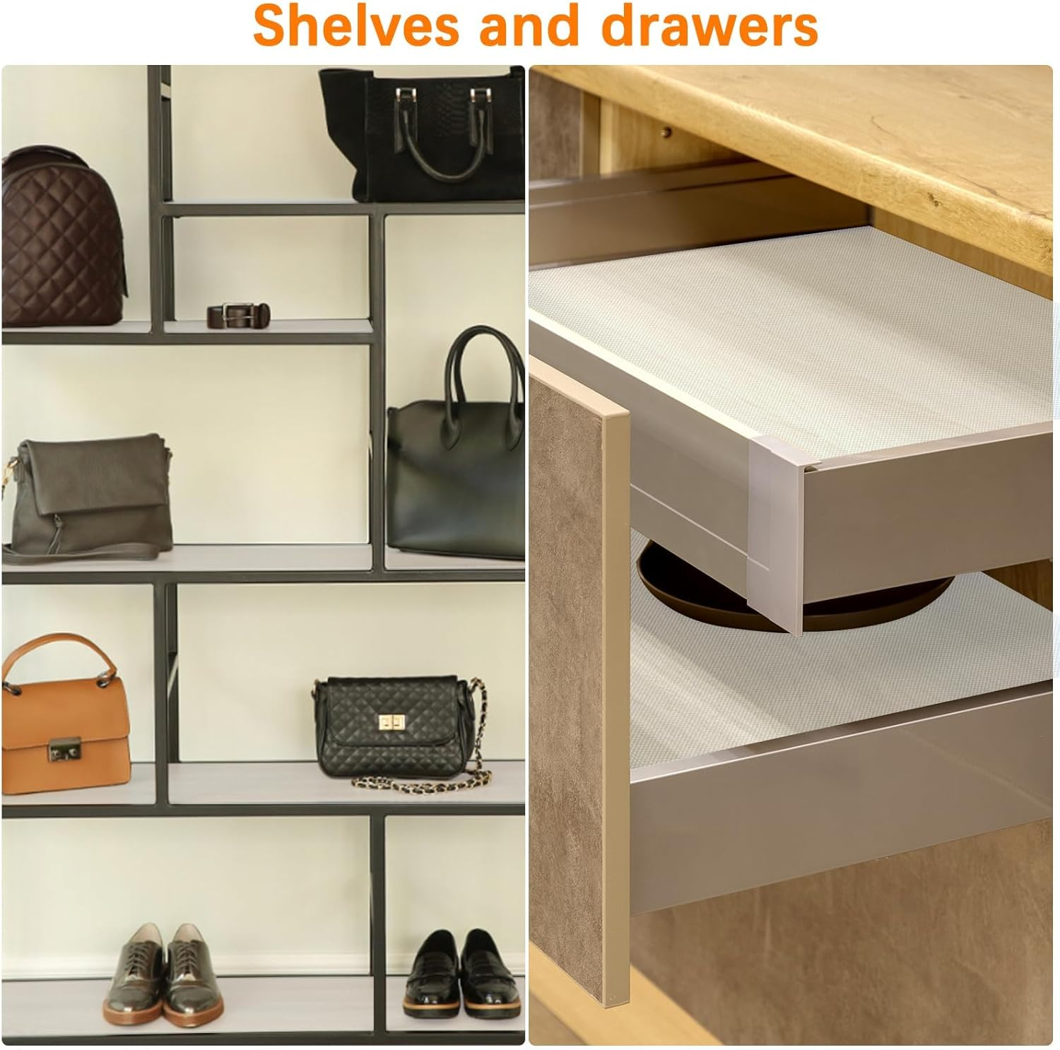 Shelf Liner 44.5Cm X 5M, Yiaxoyia Non-Slip Oil-Proof Cabinet Paper Drawer Liner for Kitchen Cabinet, Refrigerator, Shelves, Storage, Desks, Washable & Non Adhesive (Grey Dots Pattern 2 Roll) - Grey Dots 2 Roll image number 4