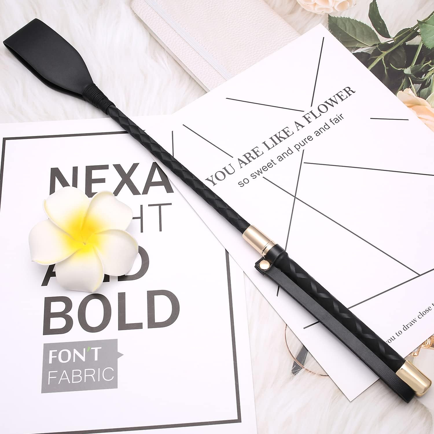 18 Inch Riding Crop, Quality Leather Riding Crop, Black, Double Clapping Whip image number 4