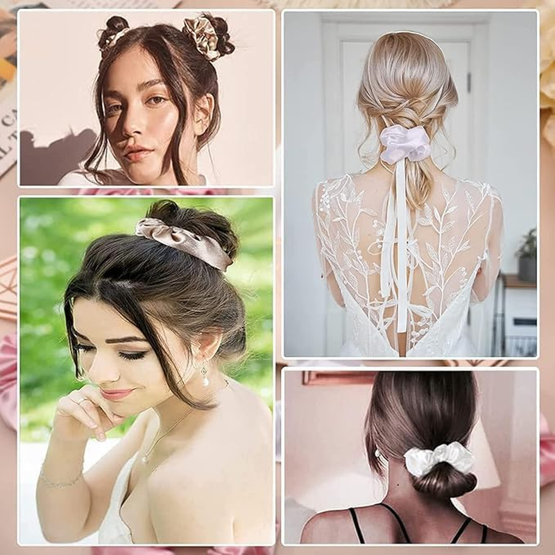 SHUNYUNG Satin Bridesmaid Scrunchies, 5Pcs (88 Count), Silk and Satin, All Hair Types image number 6
