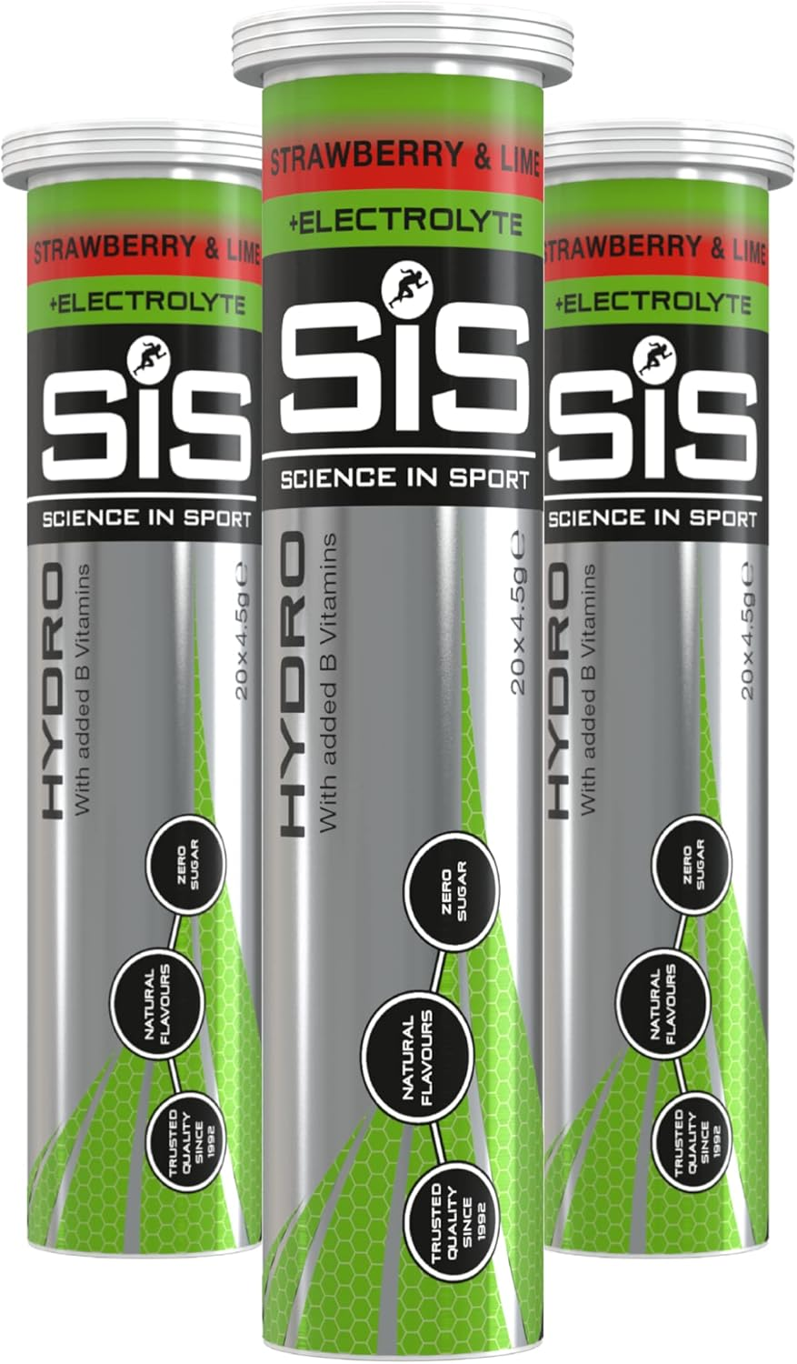 Science in Sport Hydro Electrolyte Tablets - Sugar Free Hydration Tablets, Essential Electrolytes to Reduce Fatigue & Aid Rehydration, Gluten Free, Strawberry and Lime Flavour, 60 Servings, 3 Pack image number 1
