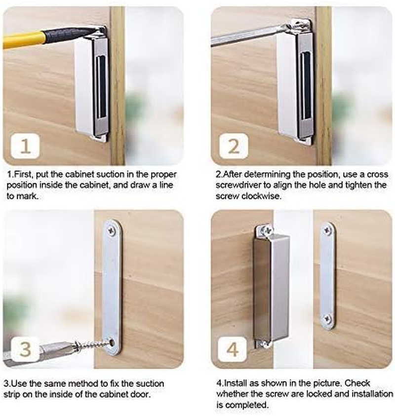 Moosike Cabinet Magnets Magnetic Door Catch Stainless Steel Door Magnet for Kitchen Bathroom Cupboard Wardrobe Closet Closures Cabinet Door Drawer Latch 20 Lbs(10Pack) image number 4