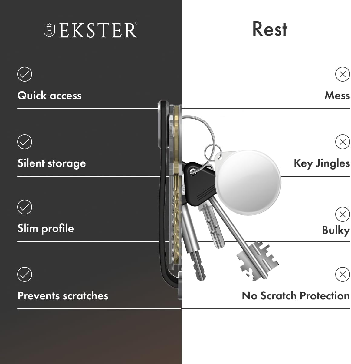 Ekster Key Case | Compact Key Organizer Keychain for Men Upto 8 Keys | Car Keys Holder | Keyring Accessories for Quick Access | Smart Detachable Keychains | Black image number 2